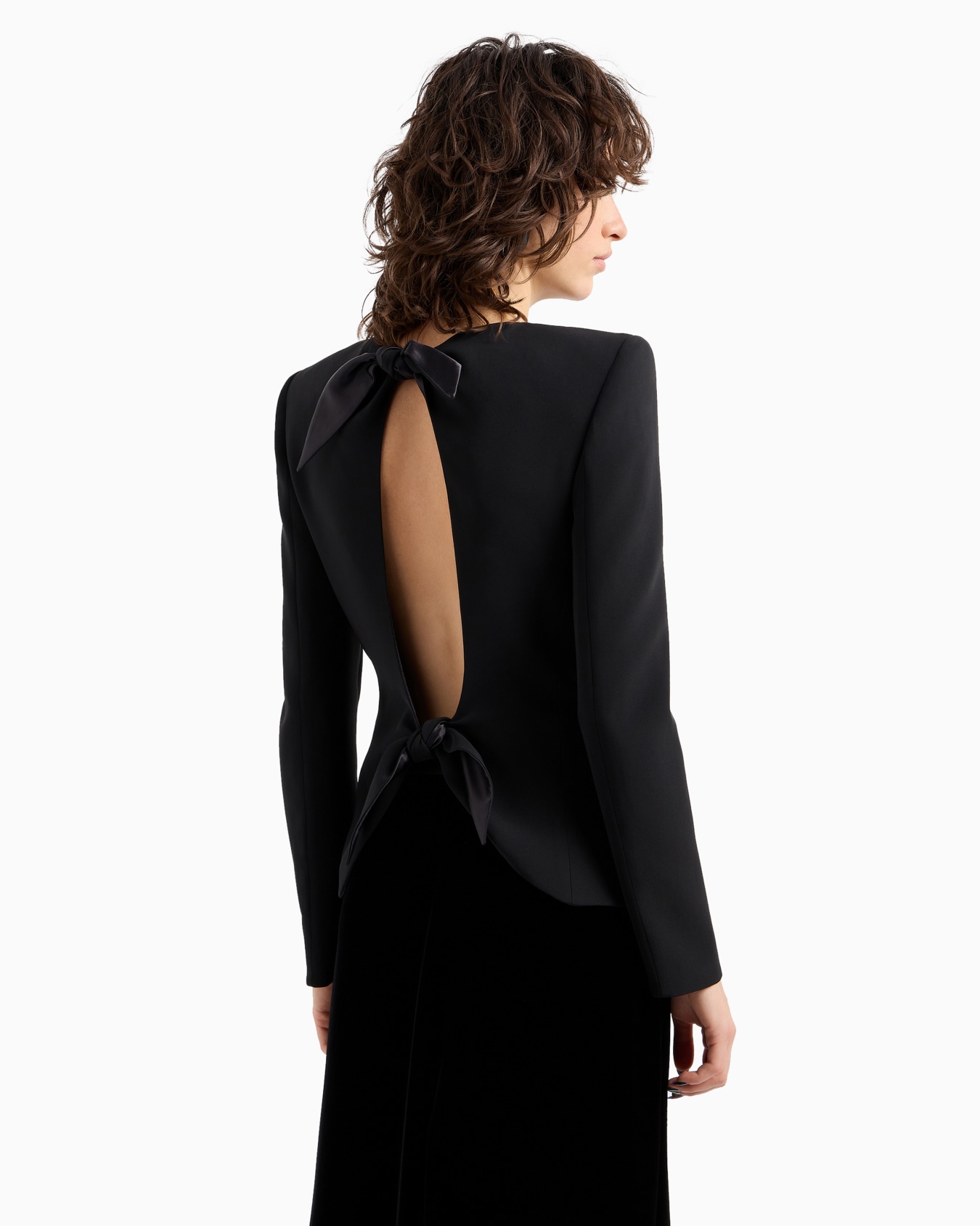 Silk cady zip-up jacket with bows Slide 3
