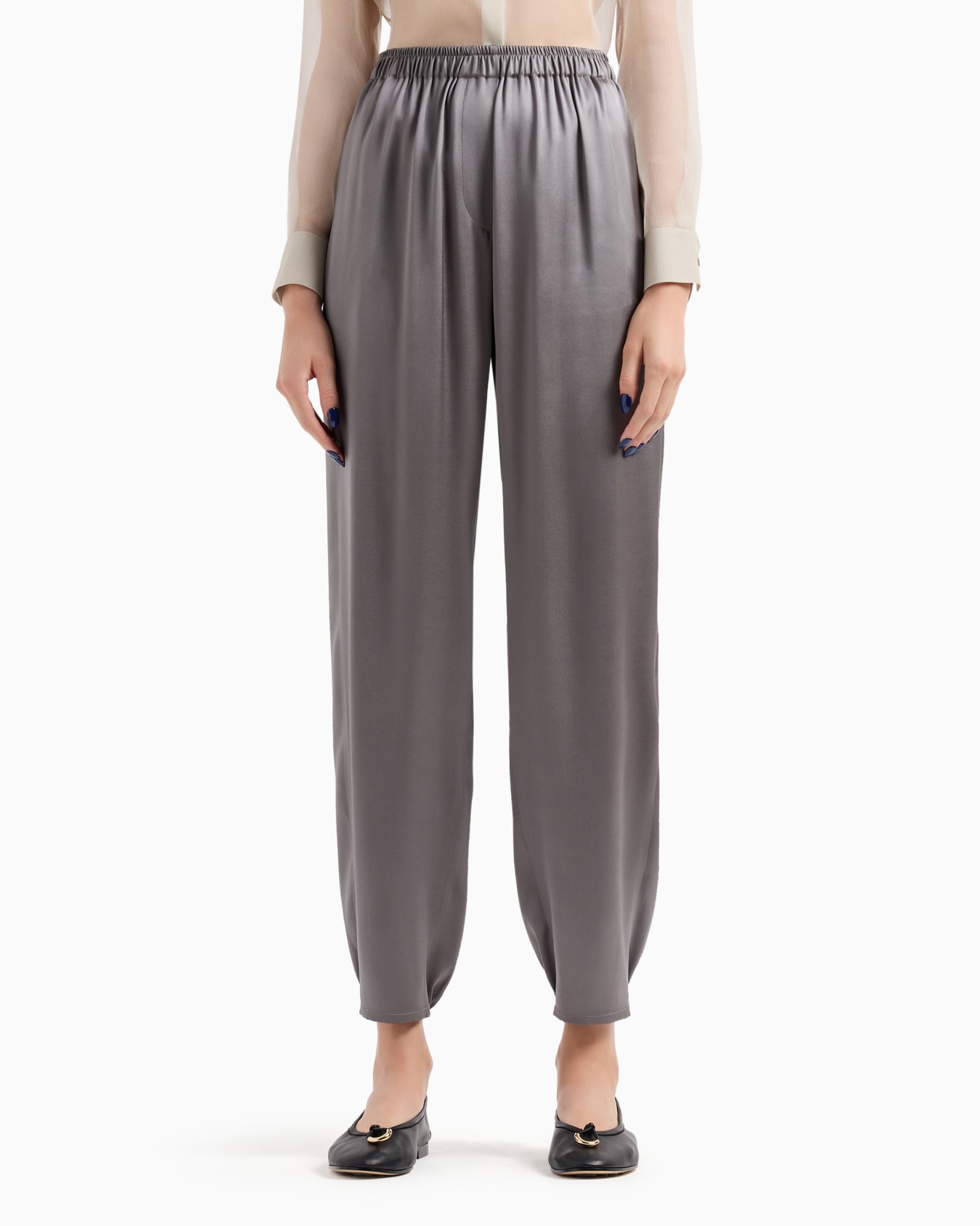 Pantalon de jogging en satin double de soie Diapositive 2