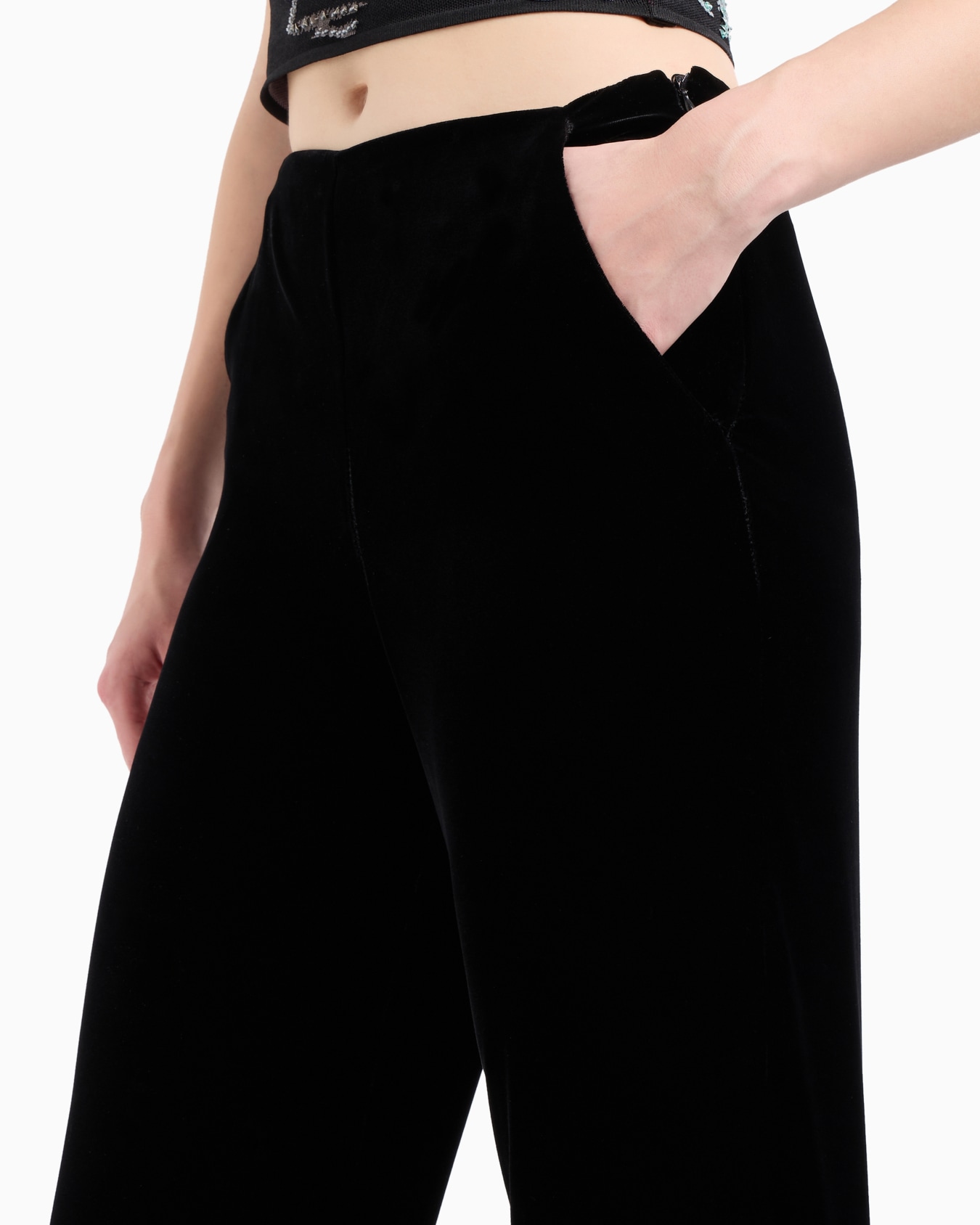 Straight-cut velvet trousers Slide 4