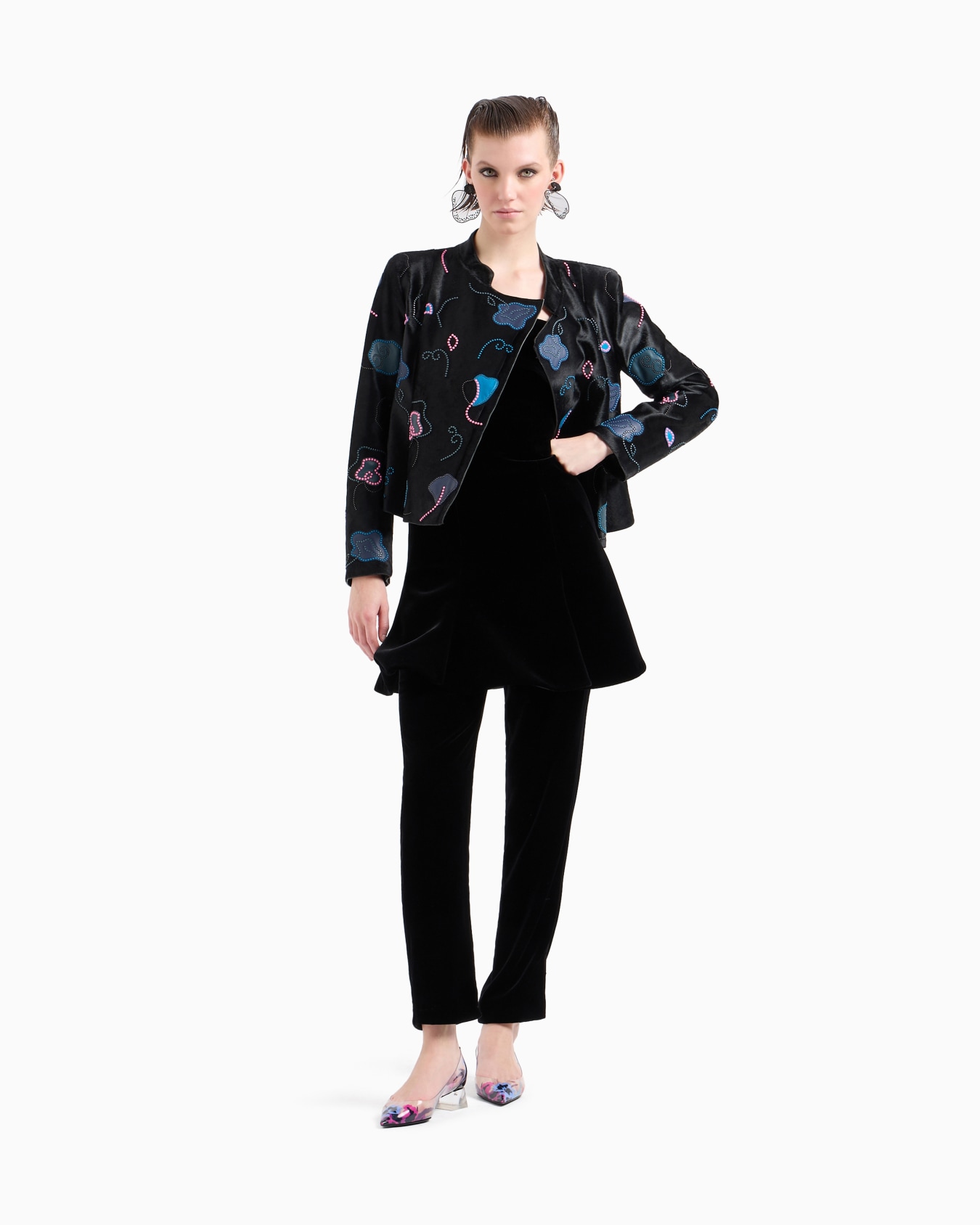Straight-cut velvet trousers Slide 1