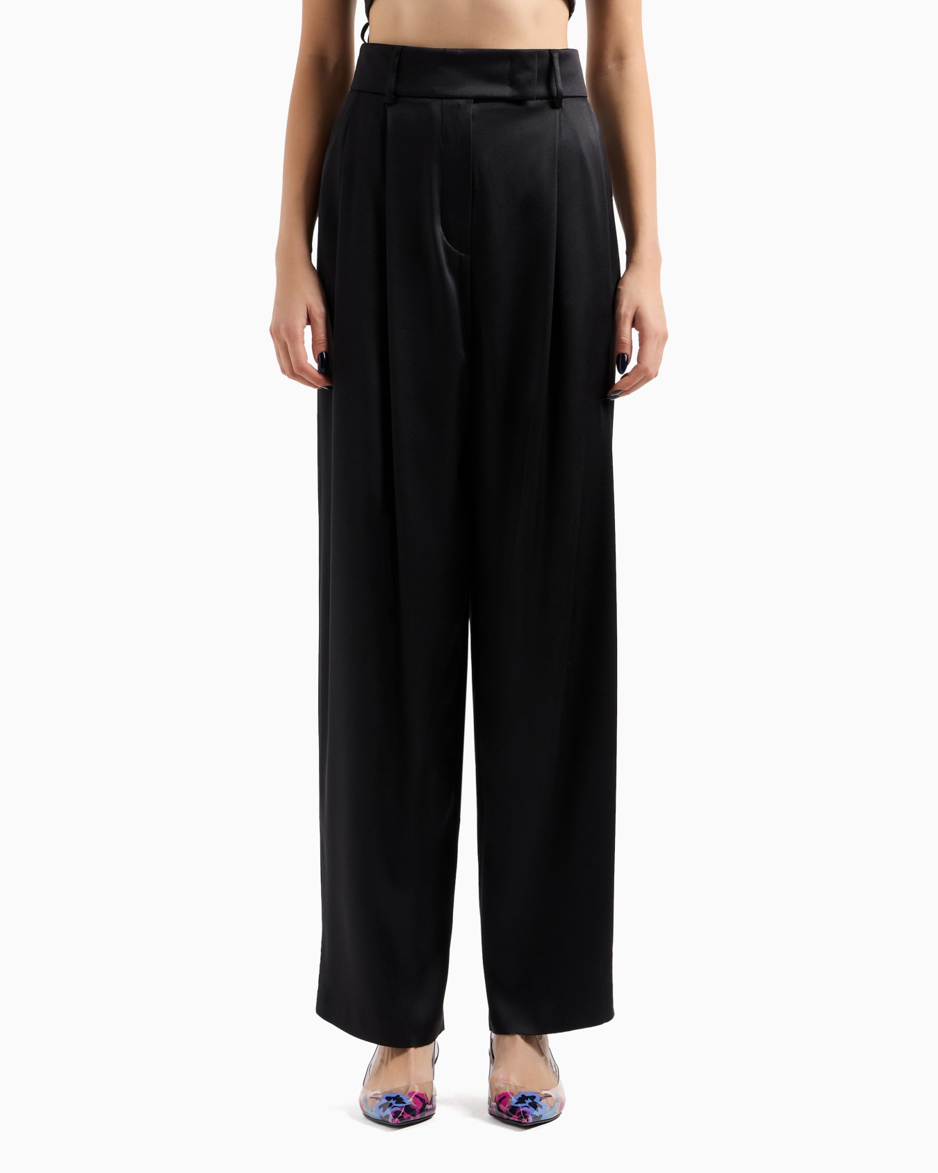 Double-sided silk-satin two-pleat trousers Slide 2