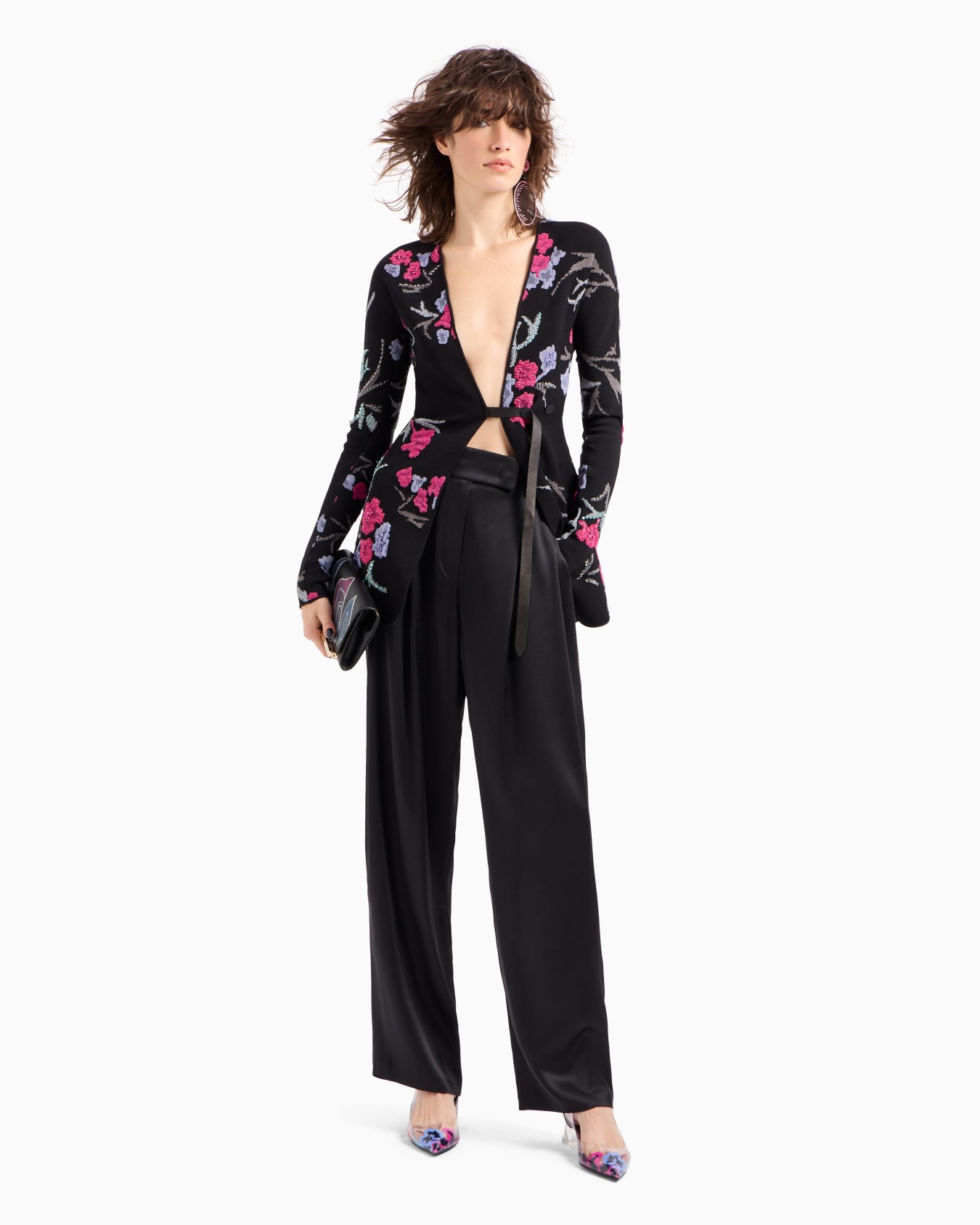Double-sided silk-satin two-pleat trousers Slide 4