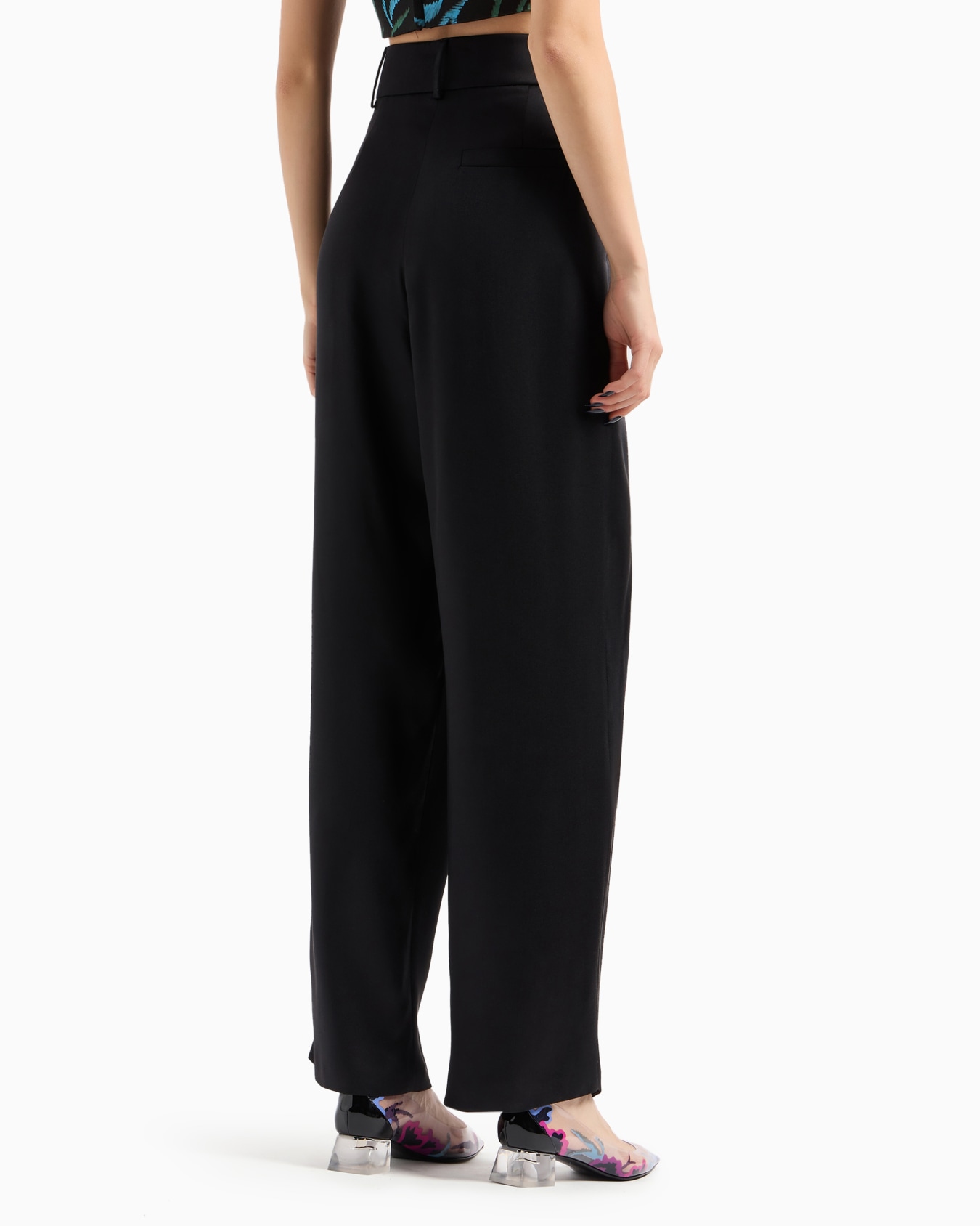 Double-sided silk-satin two-pleat trousers Slide 3