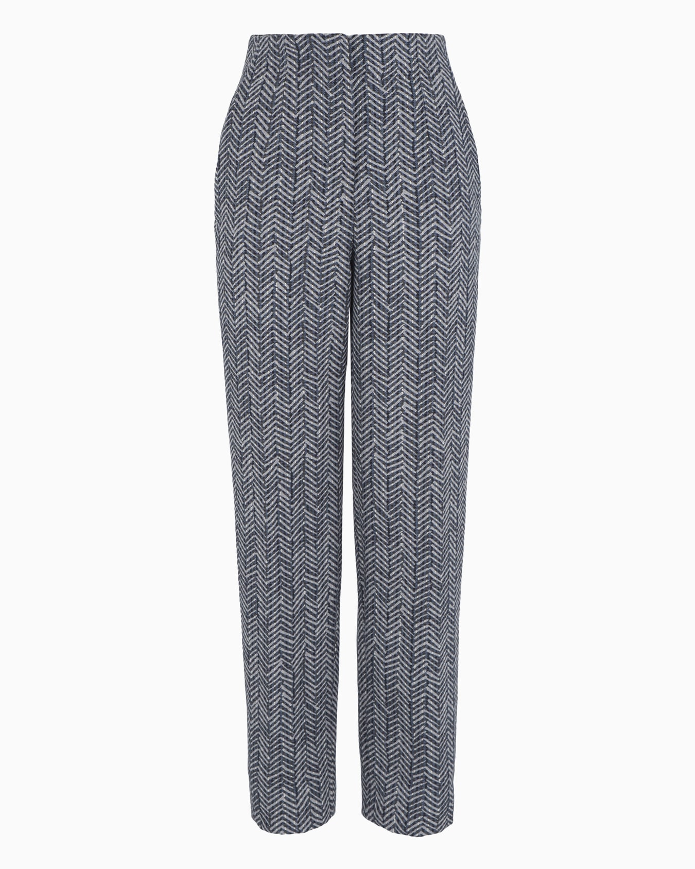 Tuxedo trousers in virgin wool chevron gabardine Slide 0