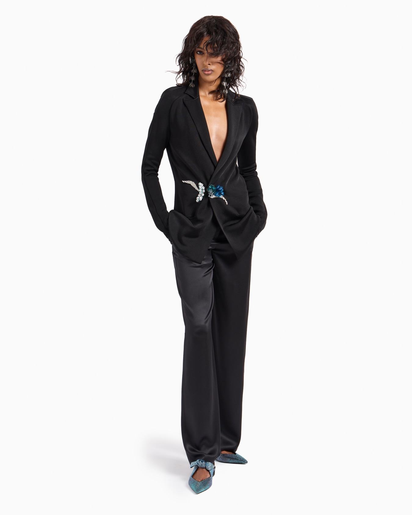 Loose-fitting trousers in double silk-satin Slide 4