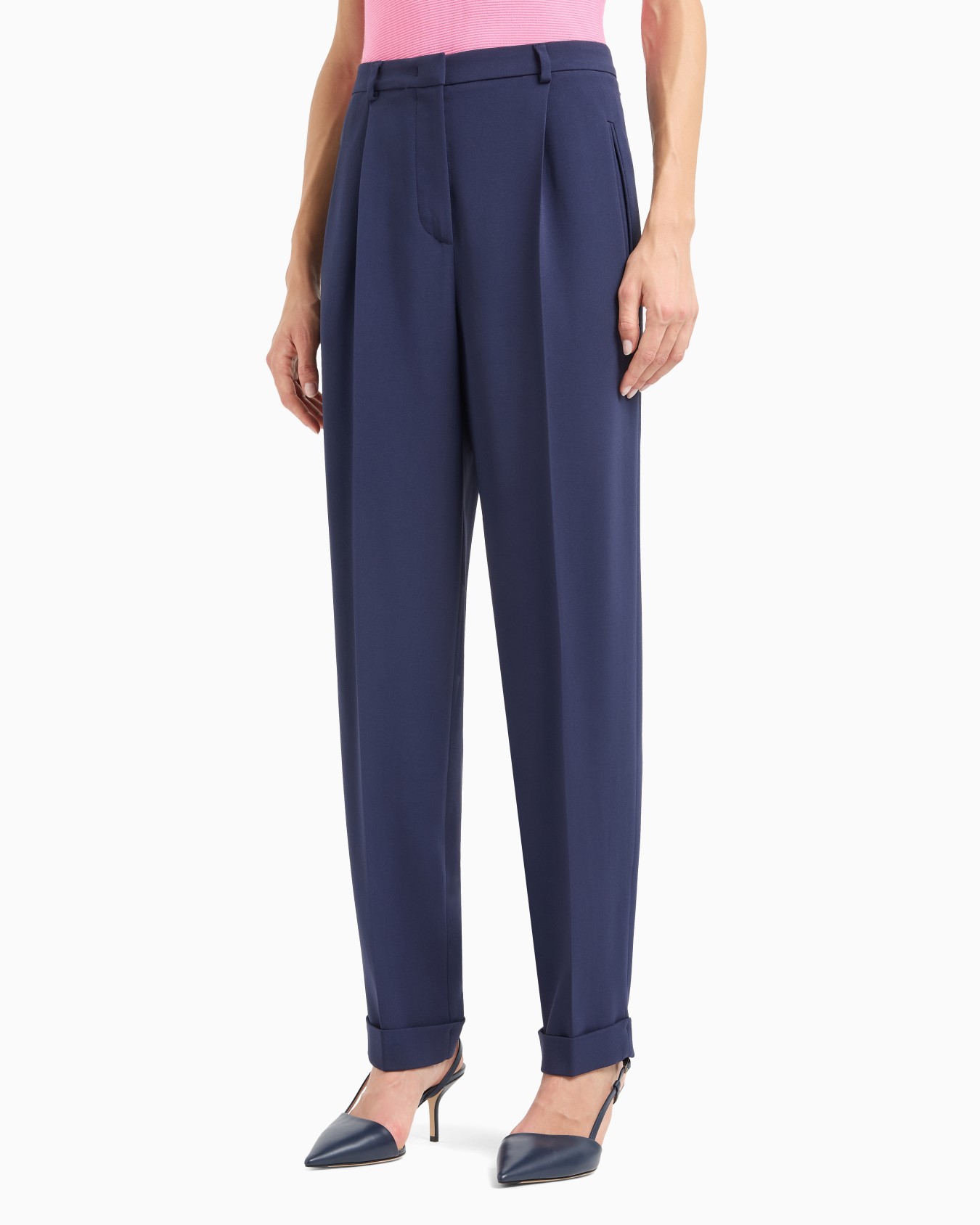 Straight-leg one-pleat trousers in viscose cady Slide 1