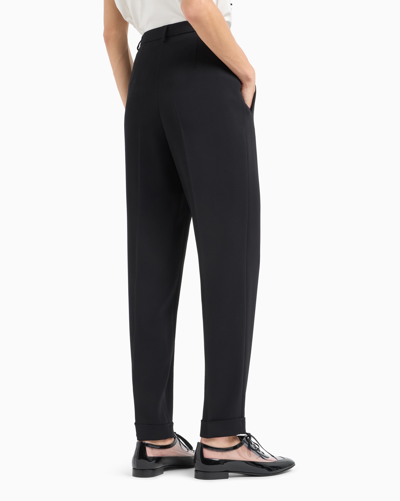 Straight-leg one-pleat trousers in viscose cady Slide 2