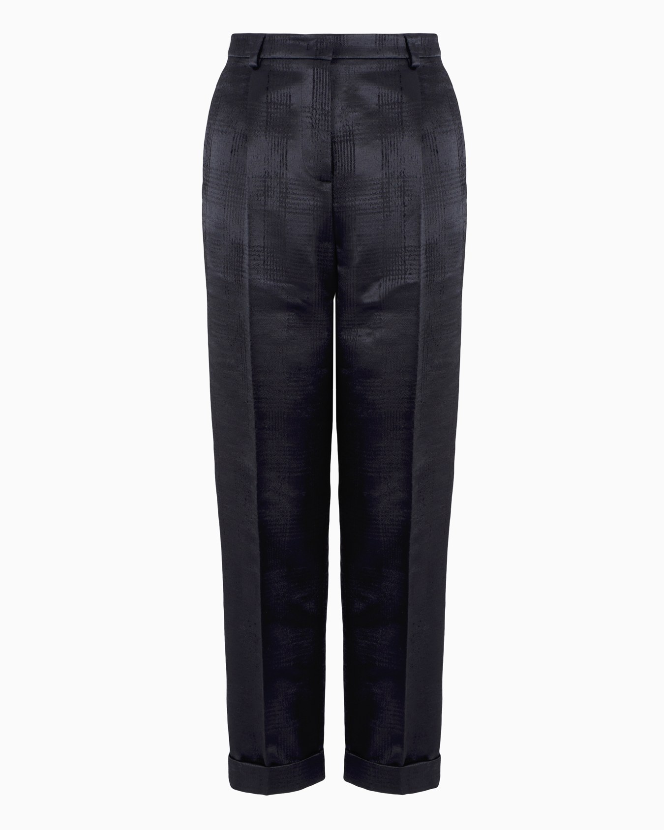 Straight-cut, one-pleat trousers in fluid wool with a Prince of Wales check motif Slide 0