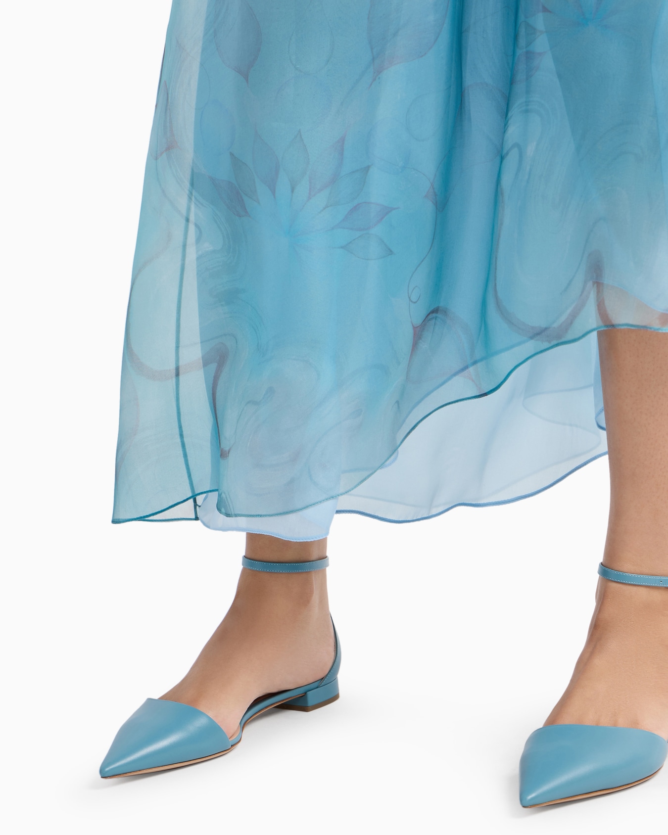 Asymmetrischer Rock aus Seidenorganza mit Blumen-Print Folie 5
