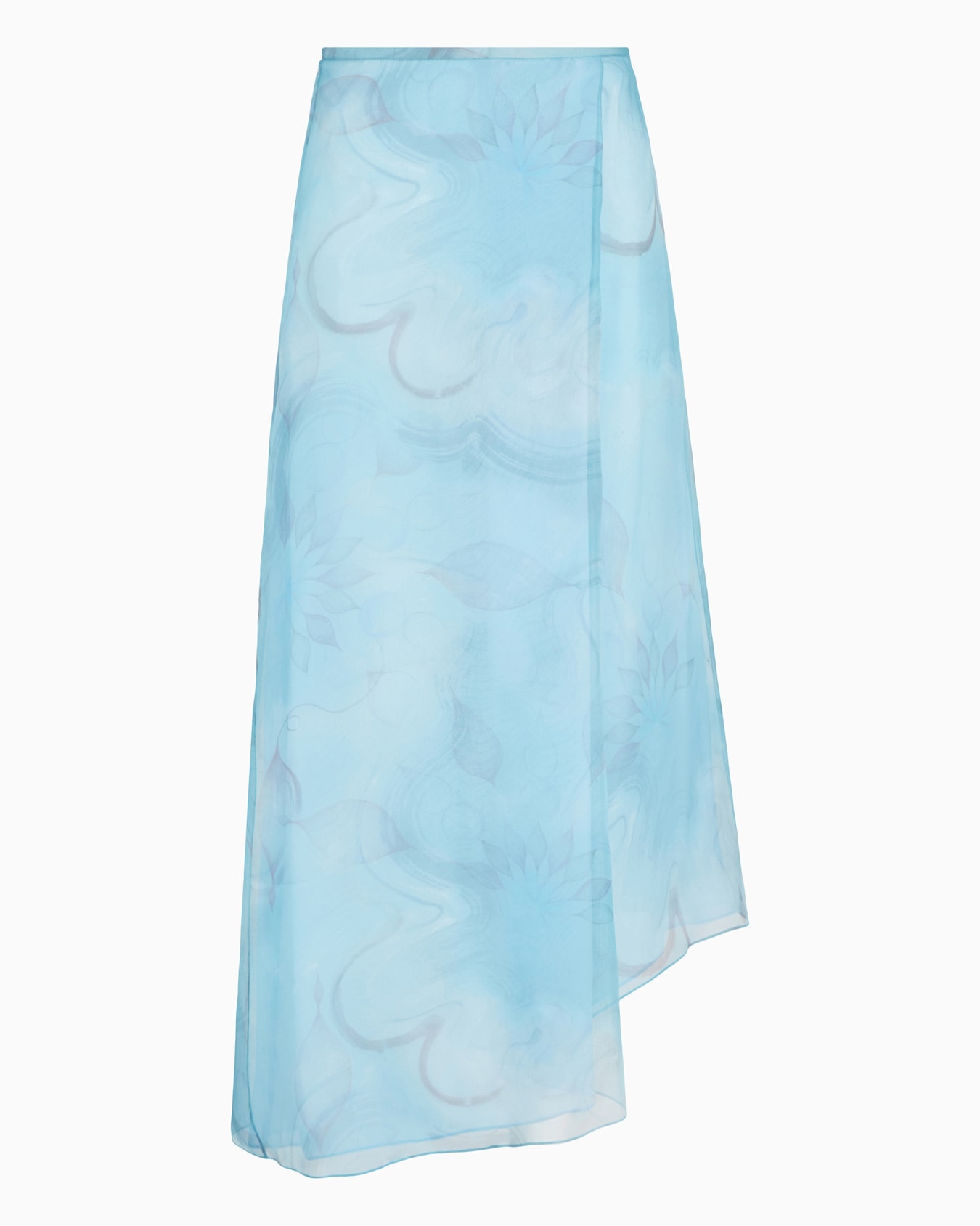 Asymmetrischer Rock aus Seidenorganza mit Blumen-Print Folie 0