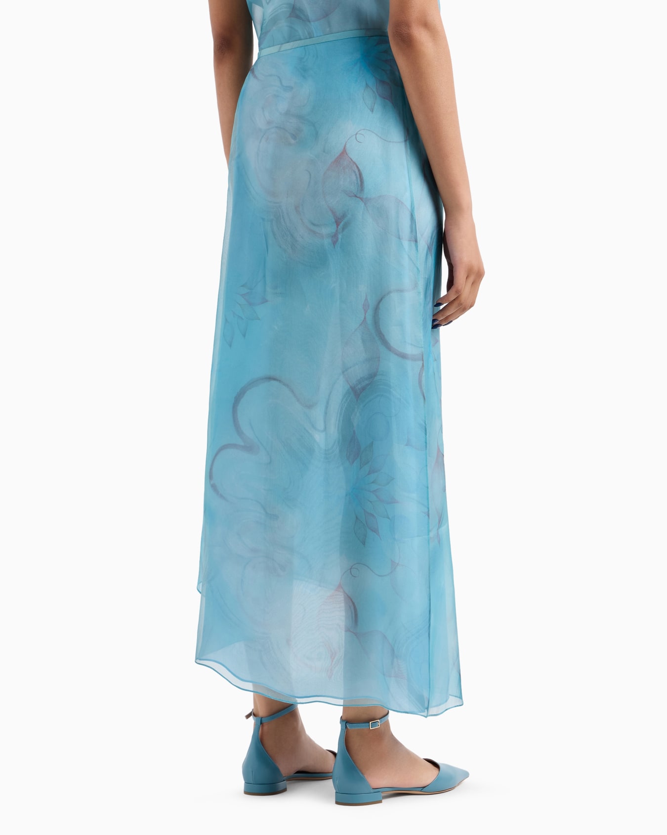 Asymmetrischer Rock aus Seidenorganza mit Blumen-Print Folie 3