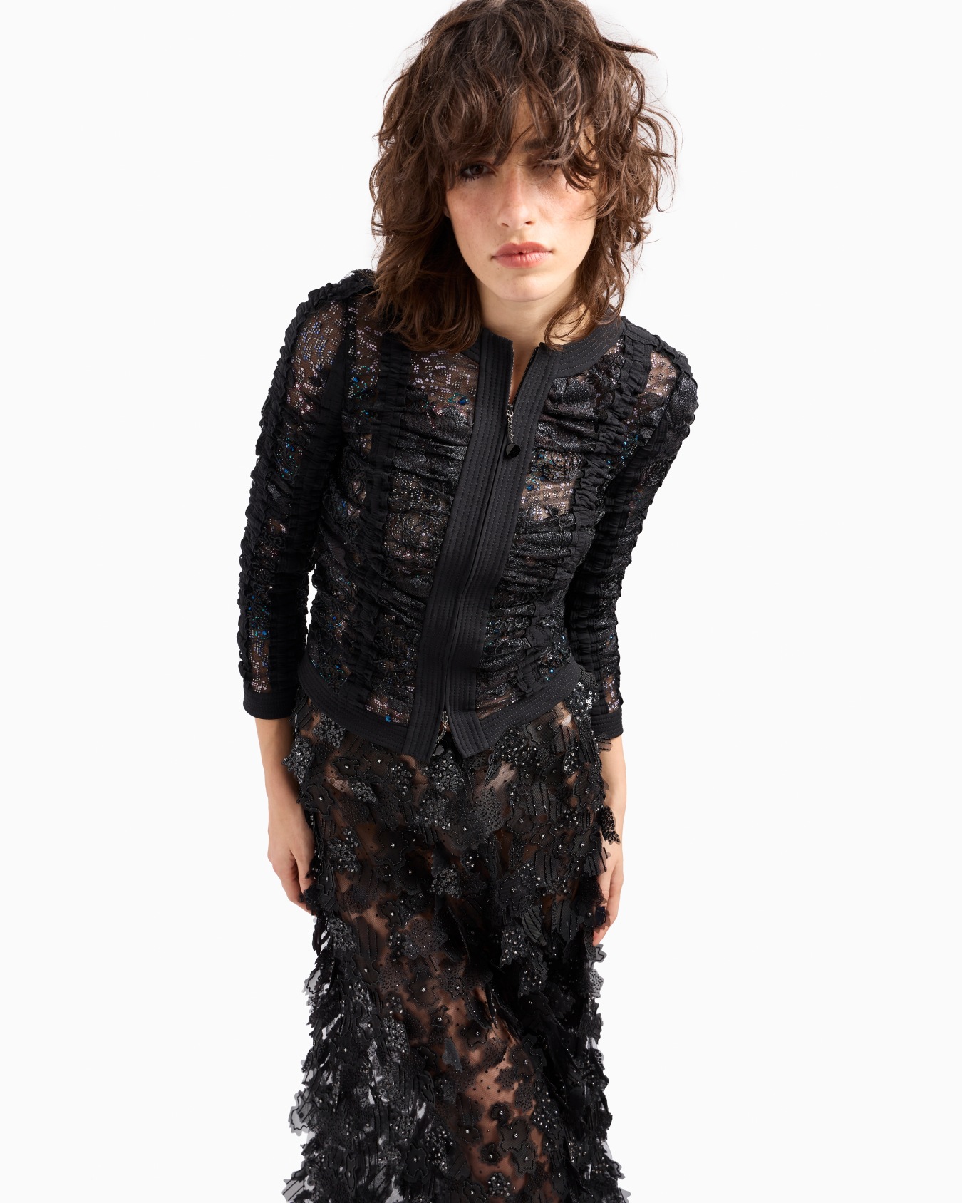 Embroidered tulle long skirt Slide 6