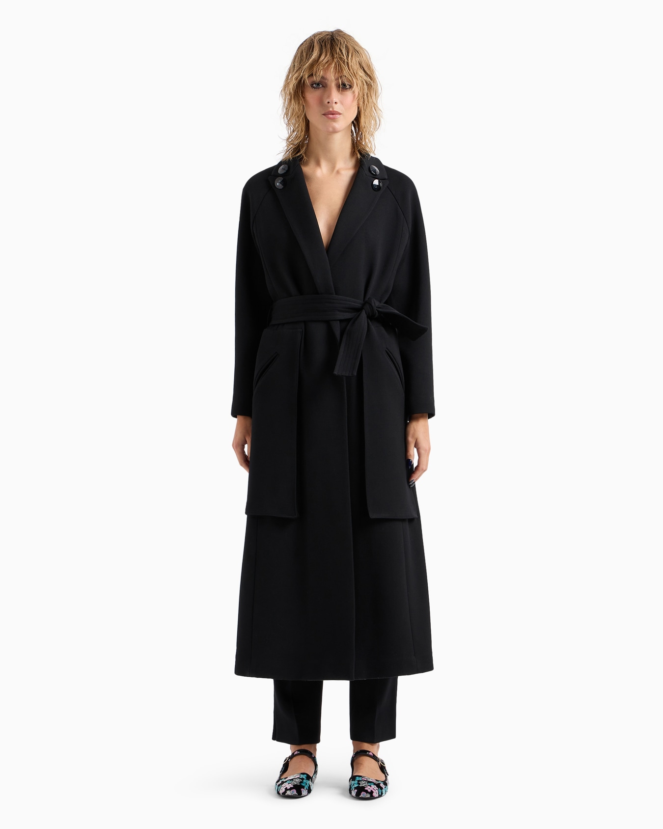 Cappotto lungo in lana double stretch Slide 1