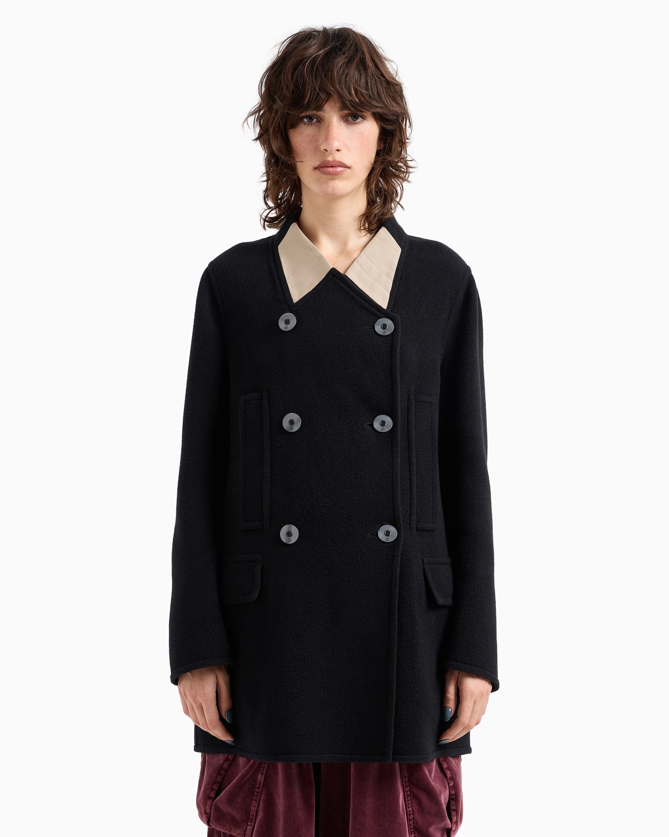 Double-breasted pea coat in double cashmere Slide 2
