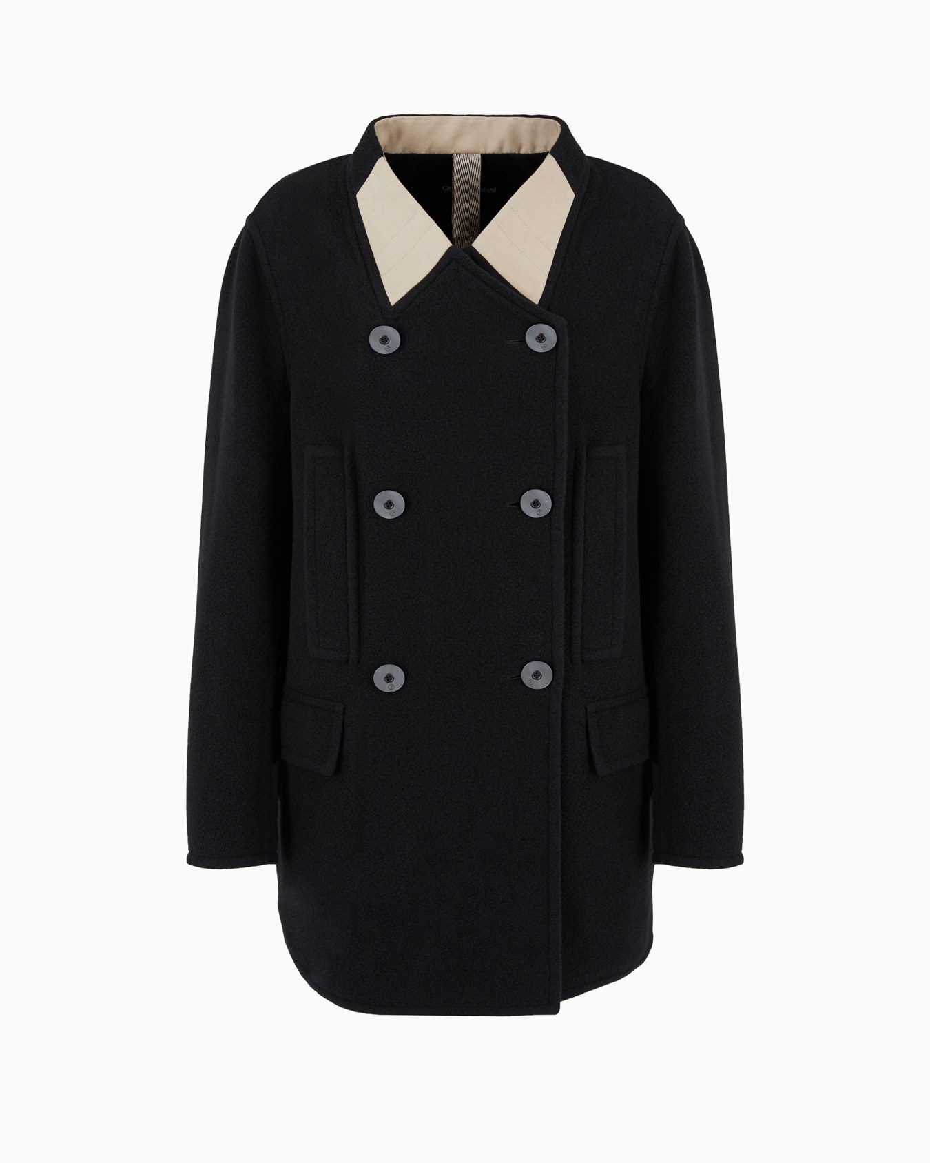 Double-breasted pea coat in double cashmere Slide 0
