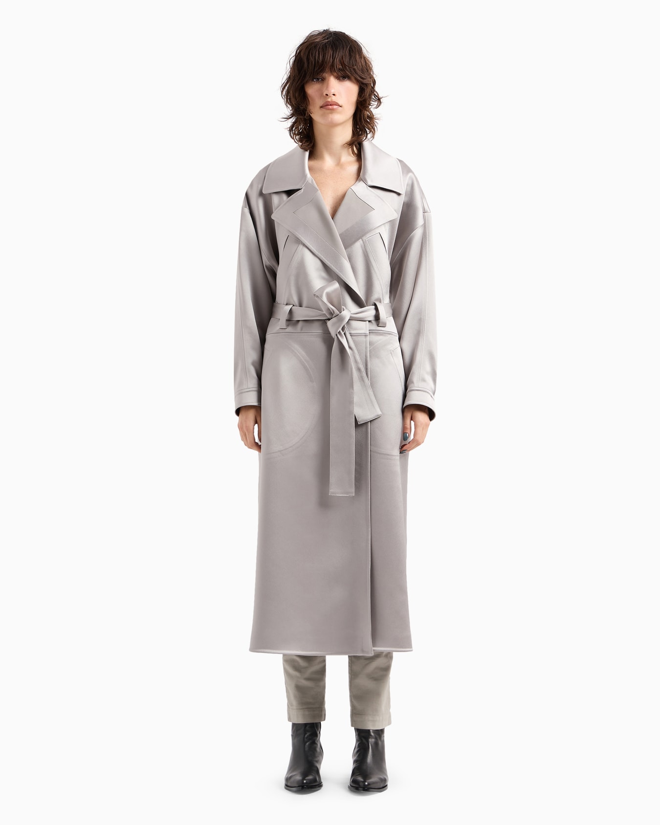 Technical duchess satin trench coat Slide 2