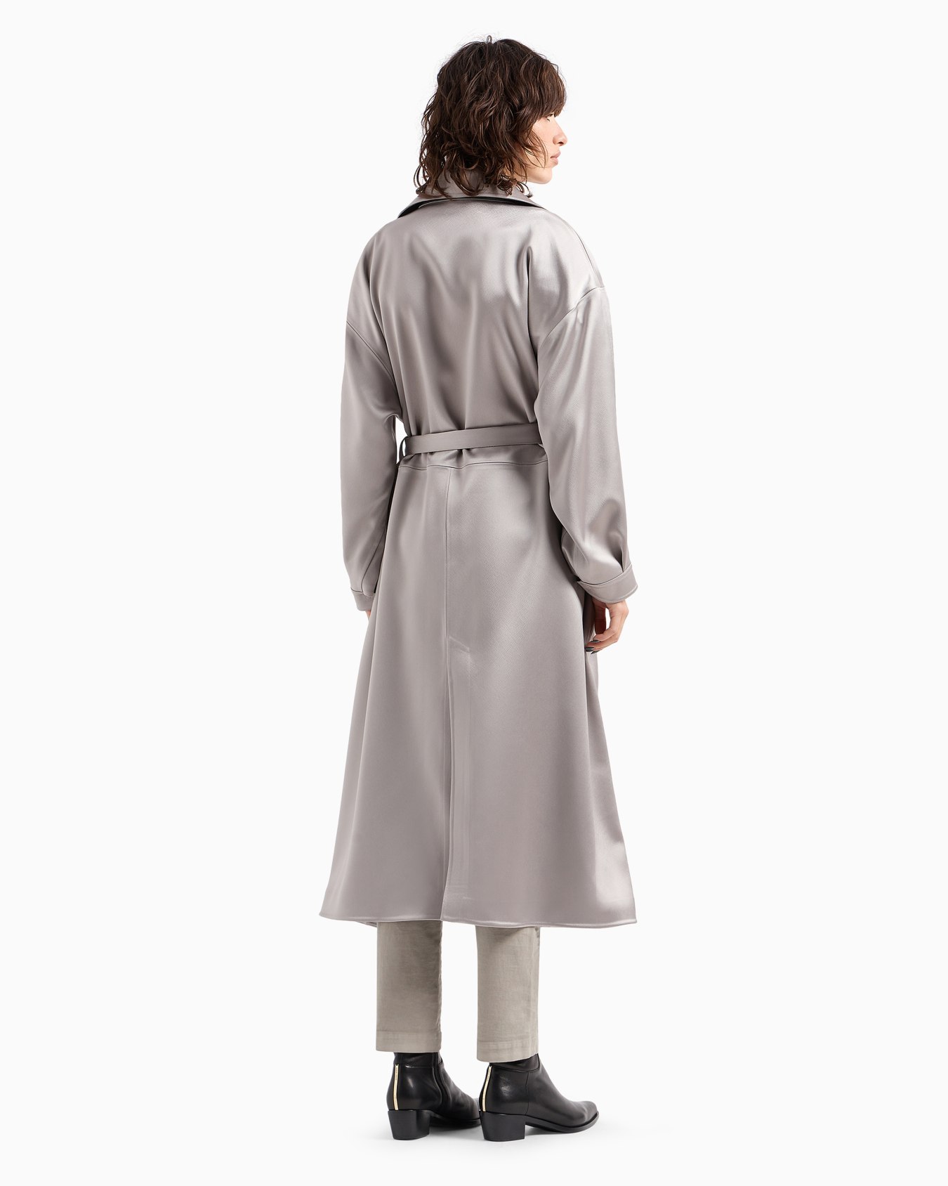 Technical duchess satin trench coat Slide 3