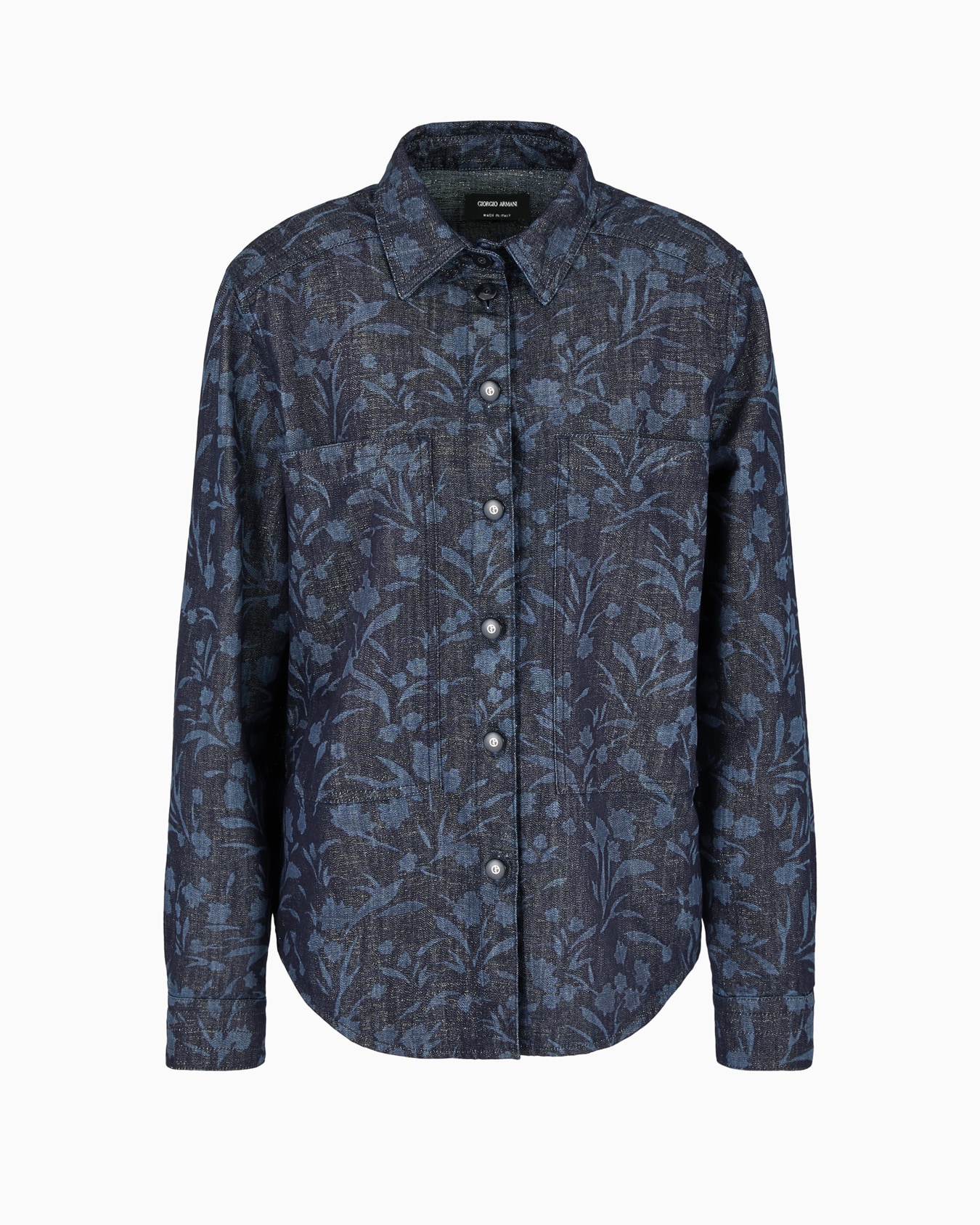 Denim Collection Camicia in denim di cotone, viscosa e lurex con motivo floreale Slide 0
