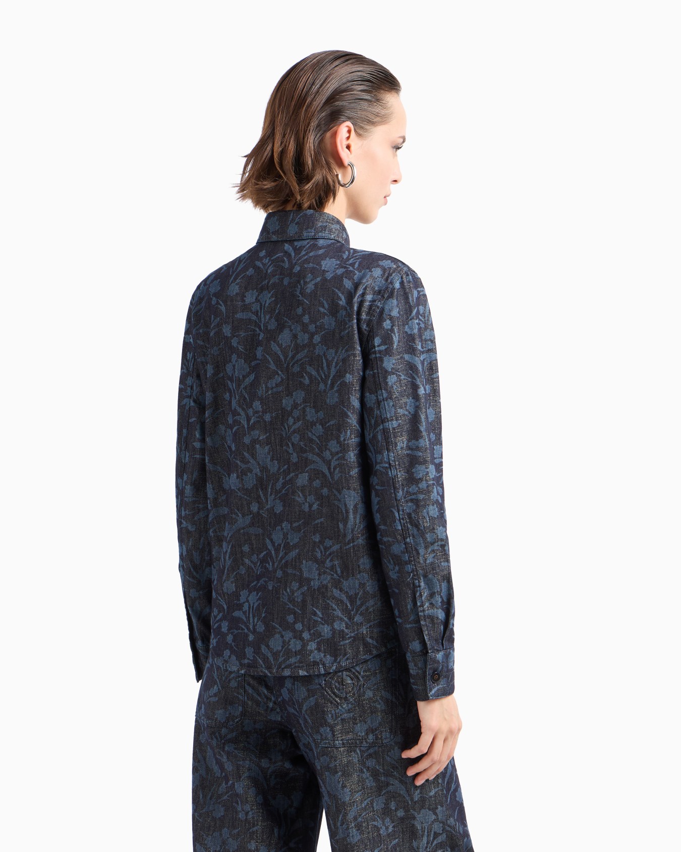 Denim Collection Camicia in denim di cotone, viscosa e lurex con motivo floreale Slide 2