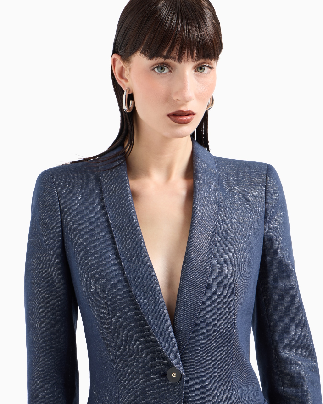 Denim Collection single-breasted jacket in cotton, viscose and lurex denim Slide 4