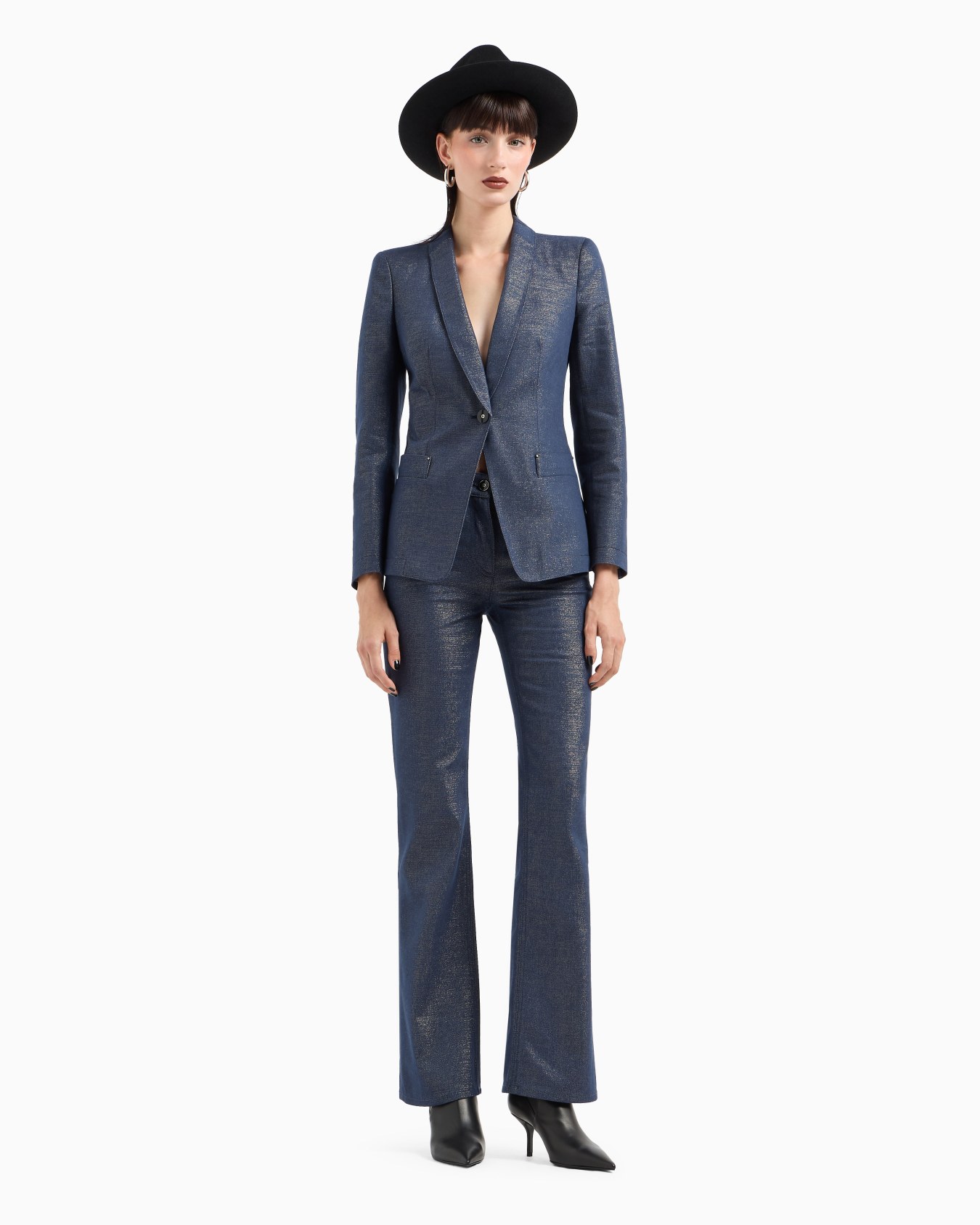 Denim Collection single-breasted jacket in cotton, viscose and lurex denim Slide 3
