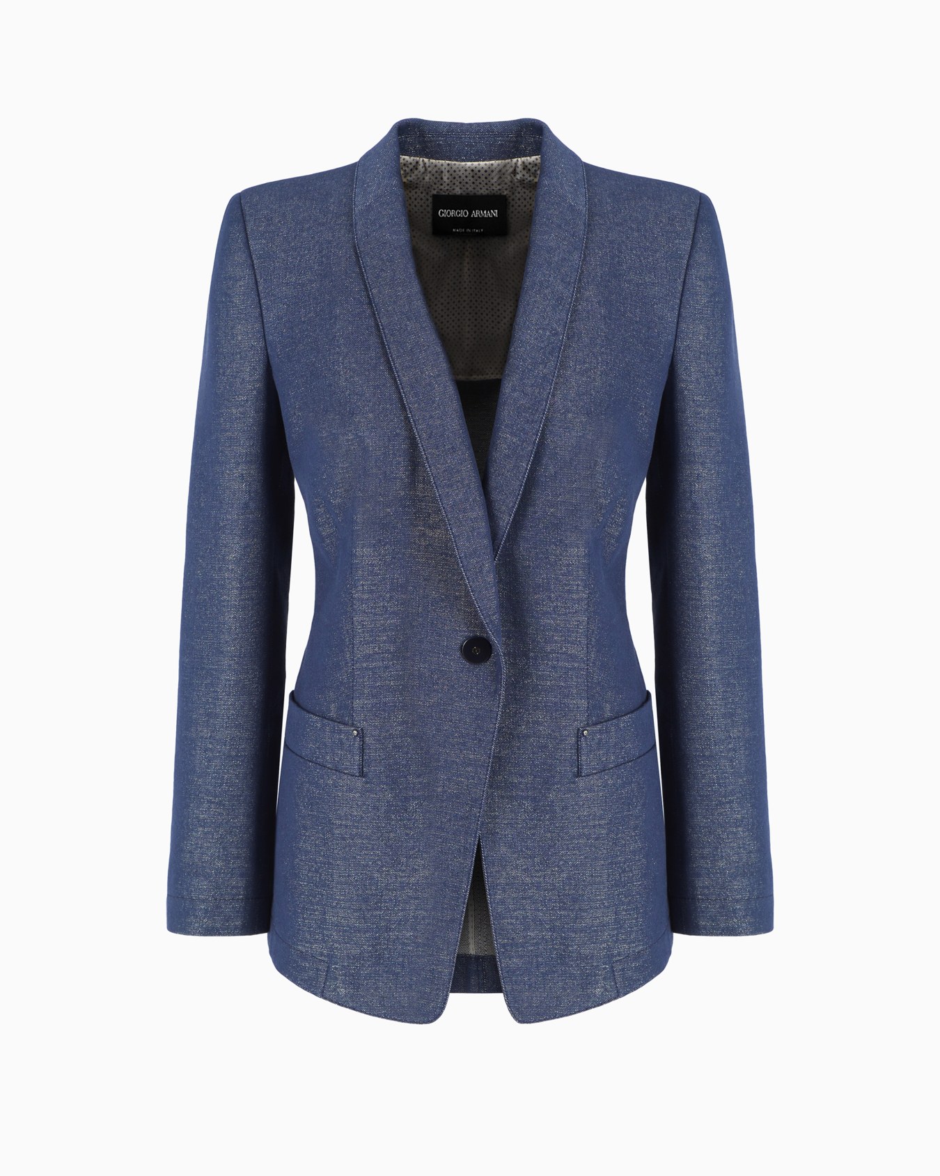 Denim Collection single-breasted jacket in cotton, viscose and lurex denim Slide 0