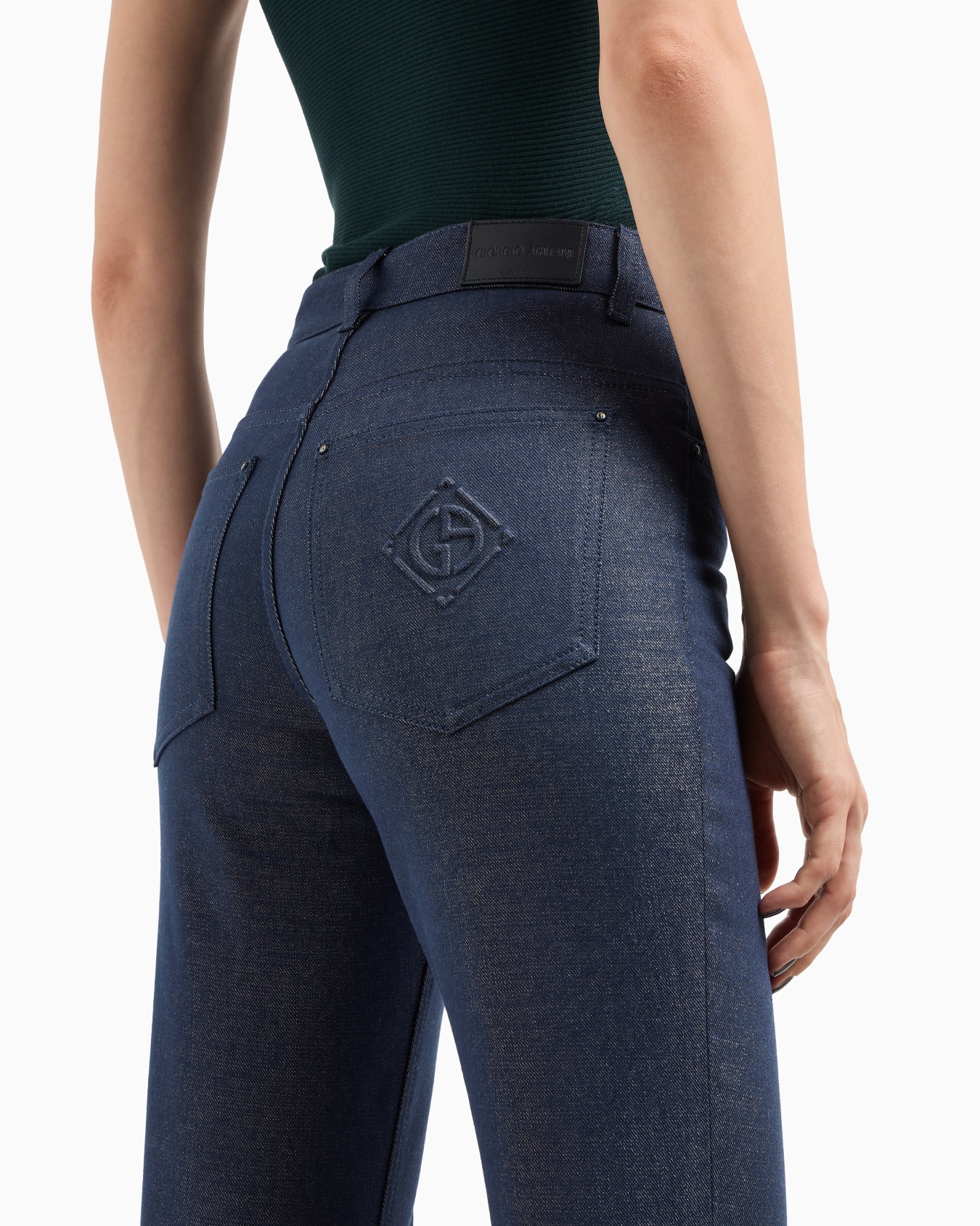 Pantalon 5 poches en denim de coton, viscose et lurex Collection Denim Diapositive 4