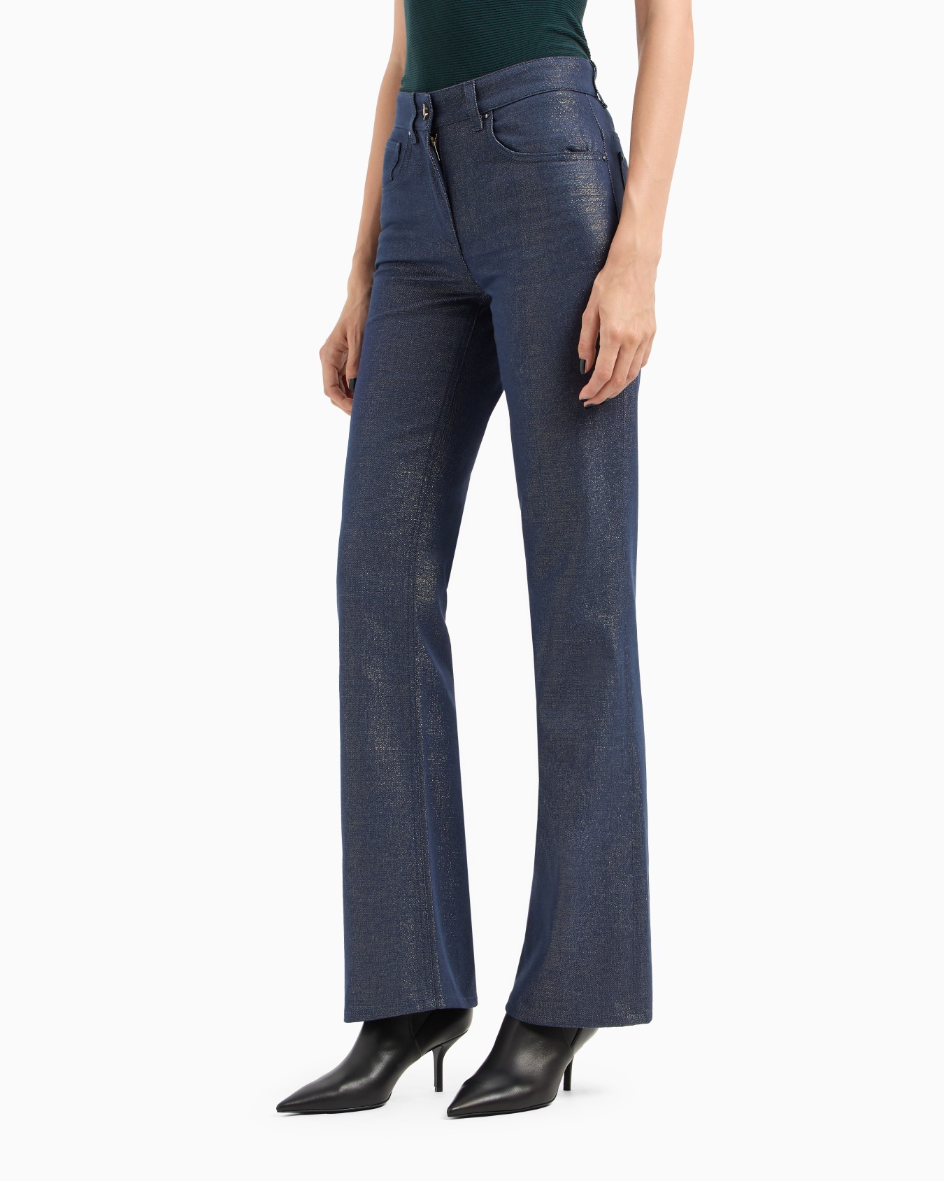 Pantalon 5 poches en denim de coton, viscose et lurex Collection Denim Diapositive 1