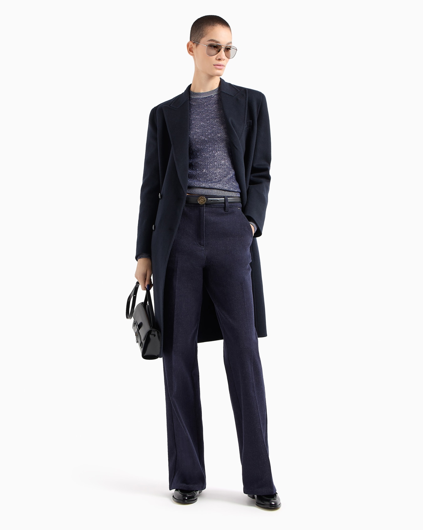 Denim Collection palazzo-style five-pocket trousers in stretch denim Slide 3