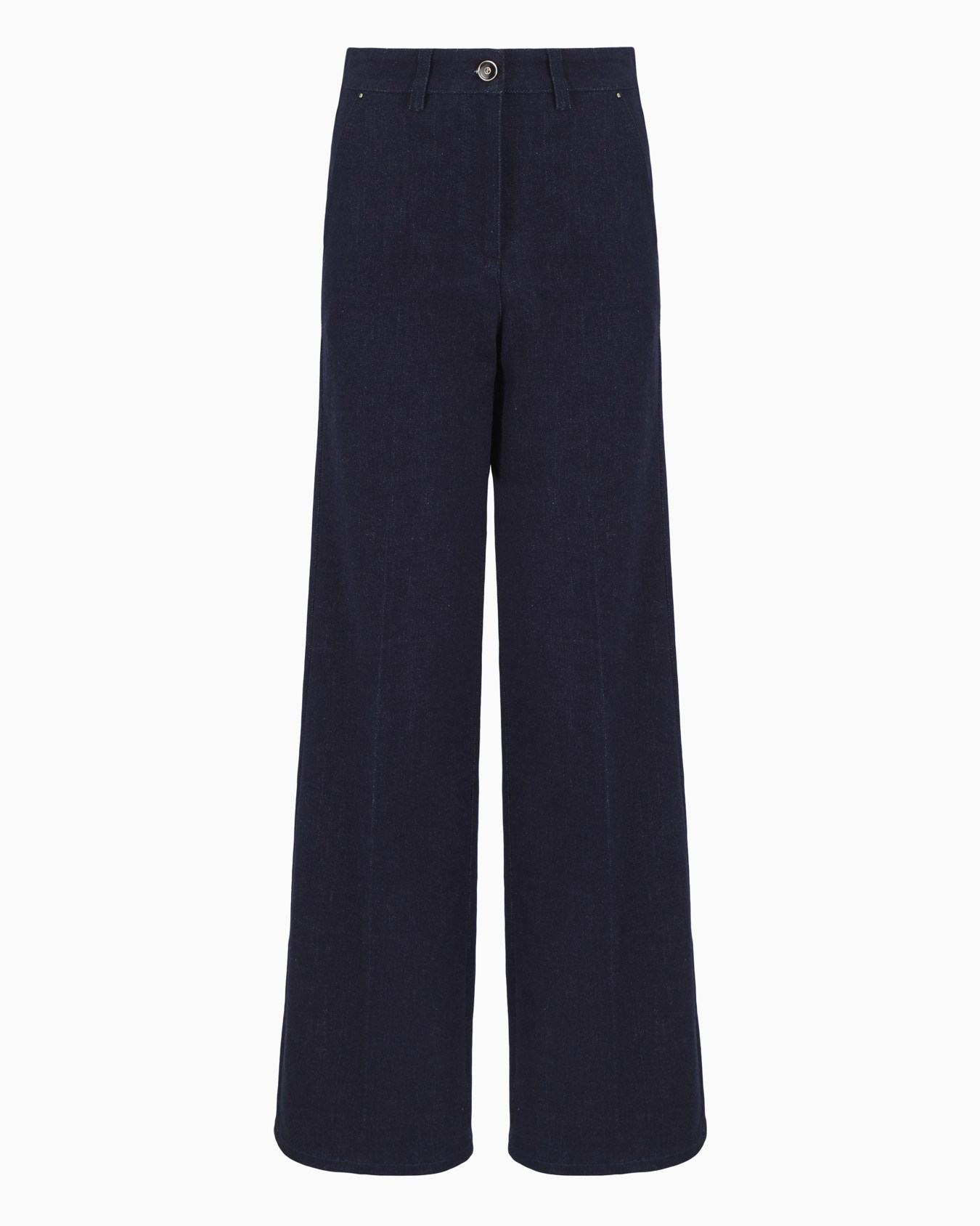 Denim Collection palazzo-style five-pocket trousers in stretch denim Slide 0