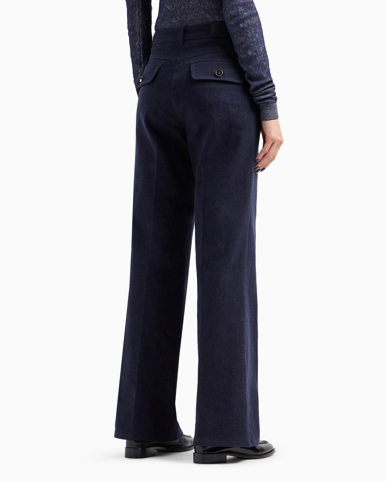 Denim Collection palazzo-style five-pocket trousers in stretch denim Slide 2