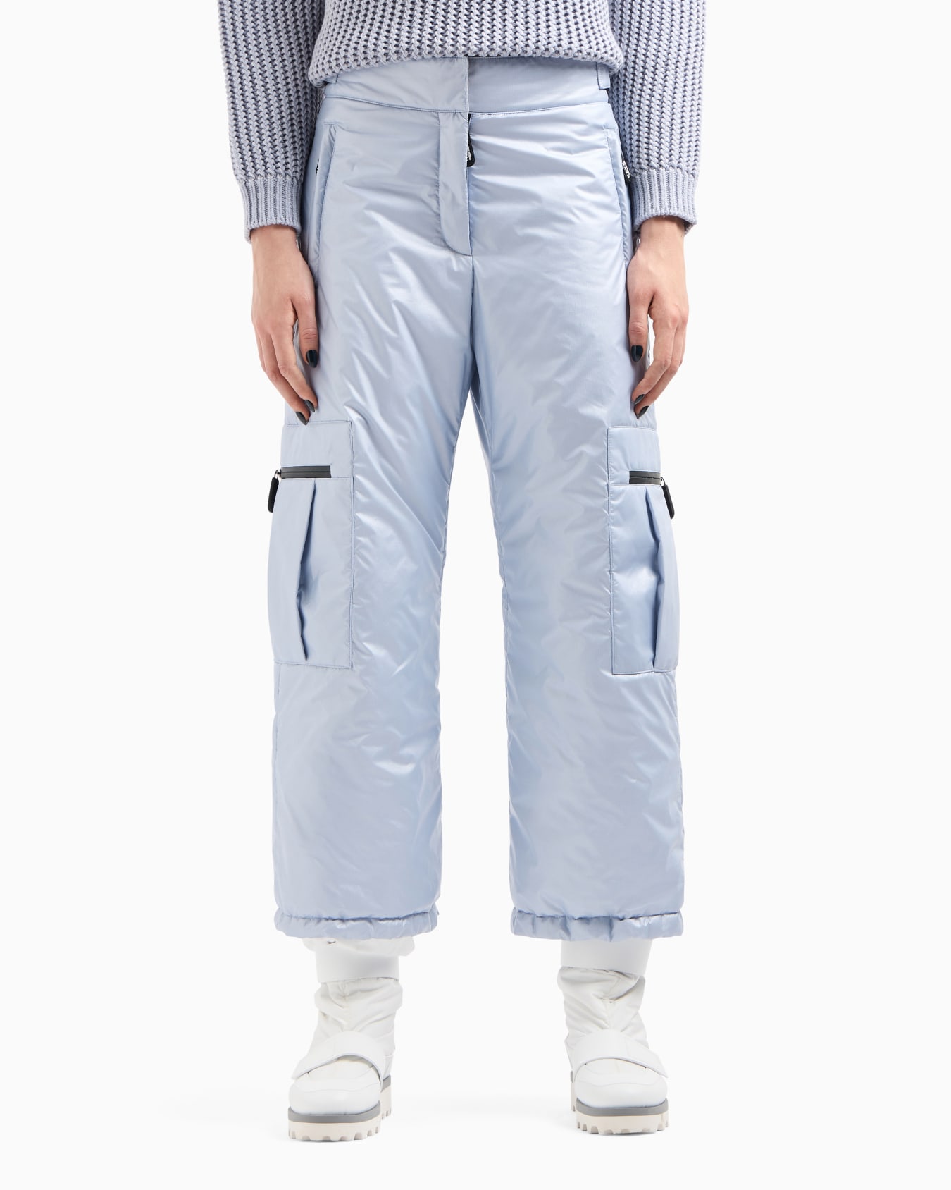 Giorgio Armani Neve padded trousers in pearlescent fabric Slide 1