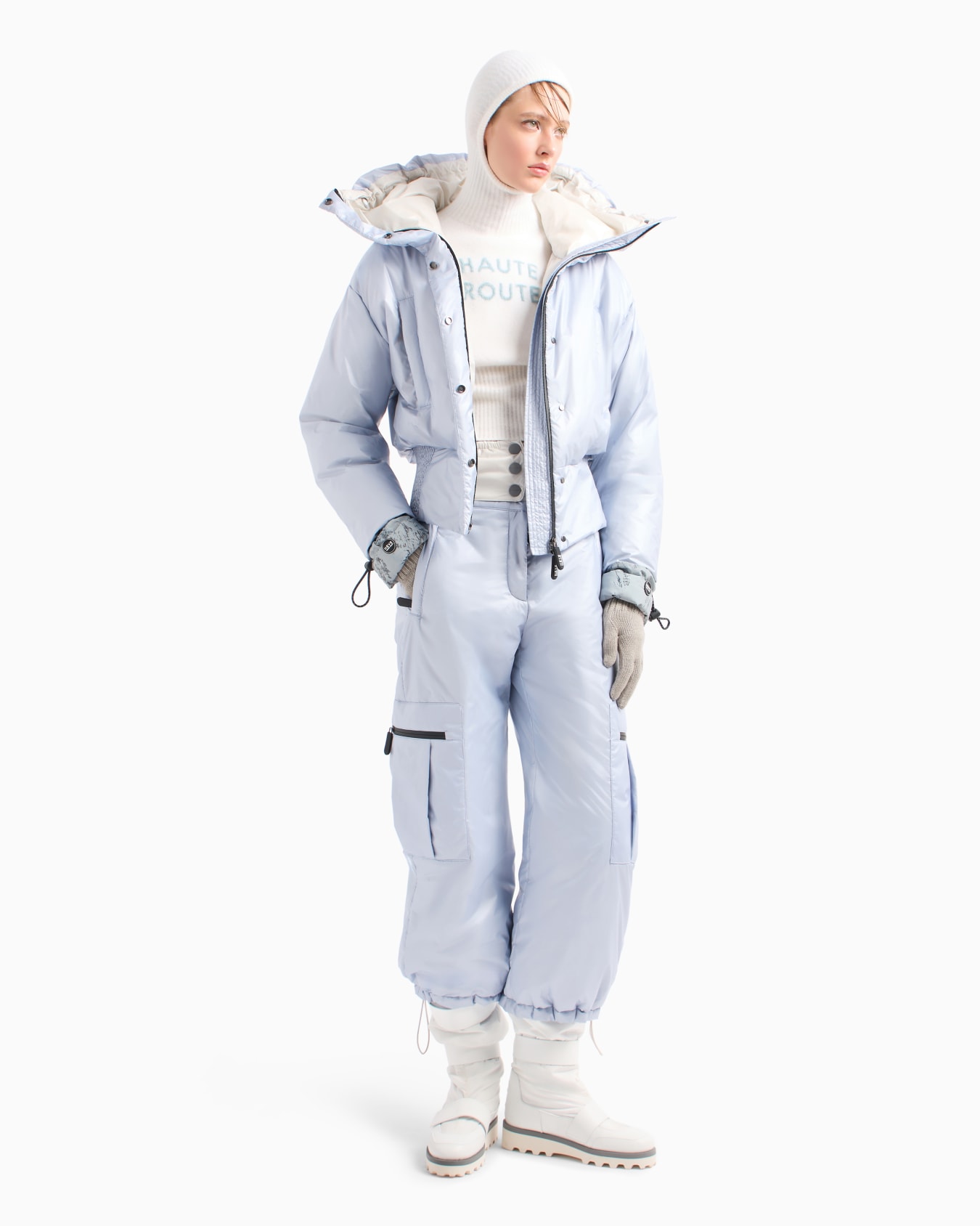 Giorgio Armani Neve padded trousers in pearlescent fabric Slide 3