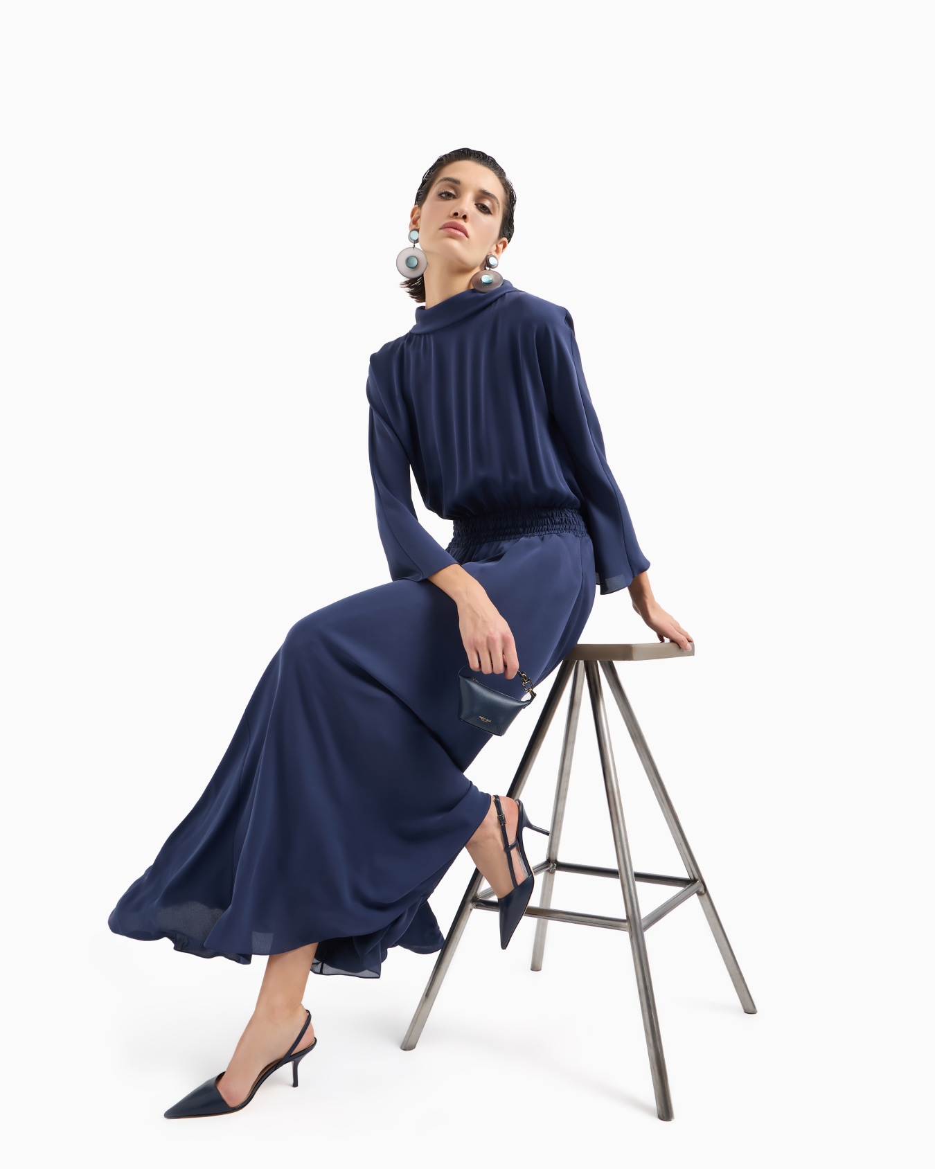 ASV triple silk georgette long dress Slide 5