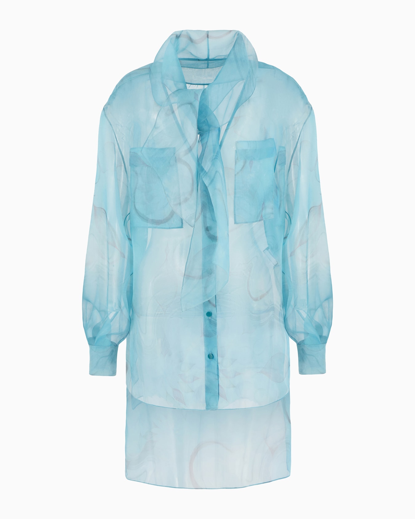 Camicia in organza di seta stampa floreale Slide 0