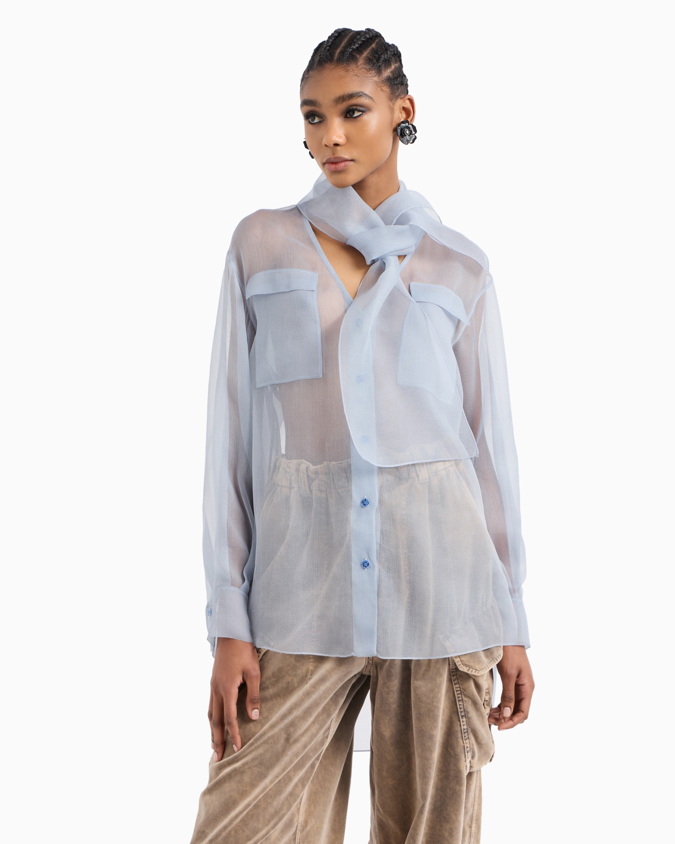Camisa en organza de seda Diapositiva 2