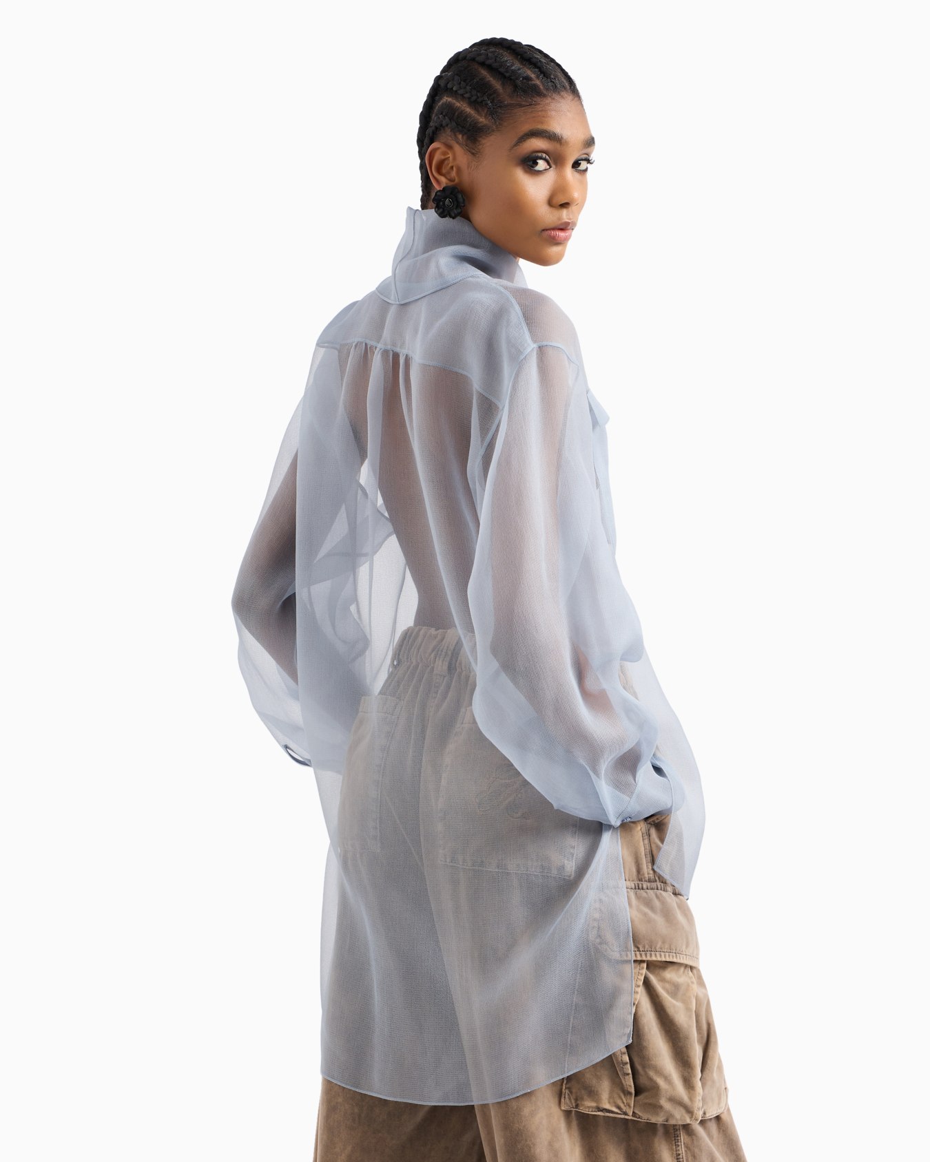 Camisa en organza de seda Diapositiva 3