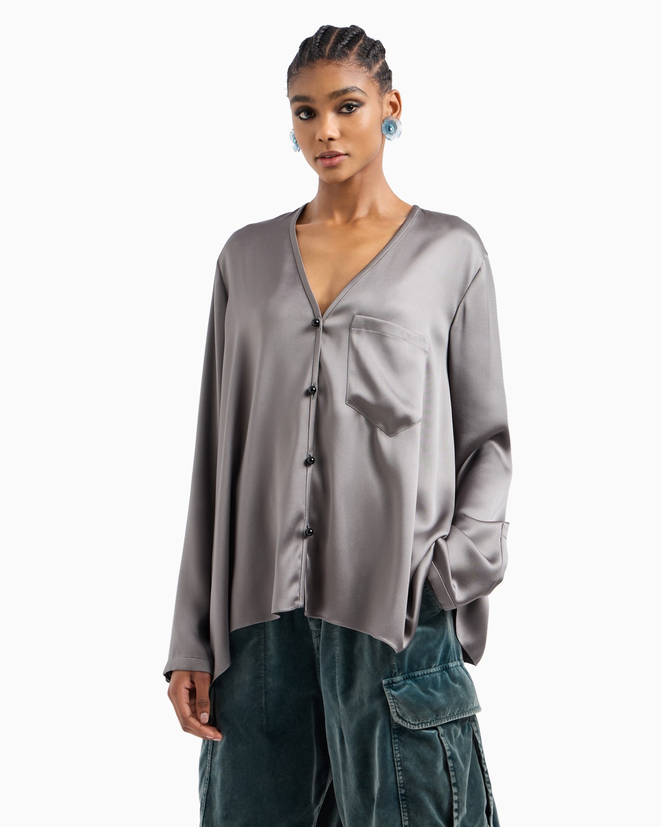 Shirt in double-sided silk satin Slide 2
