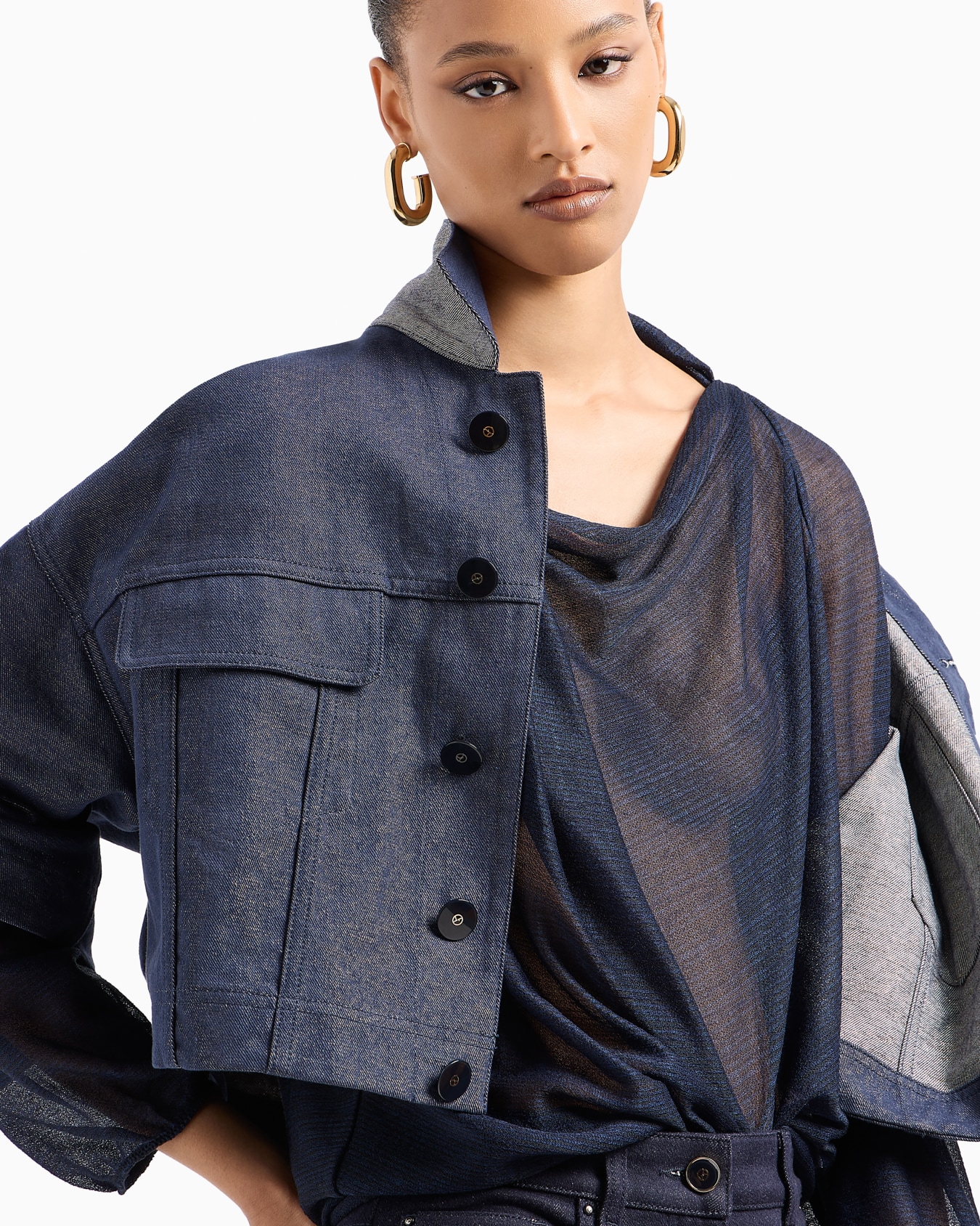 Denim Collection blouson cotton, viscose and lurex denim Slide 6