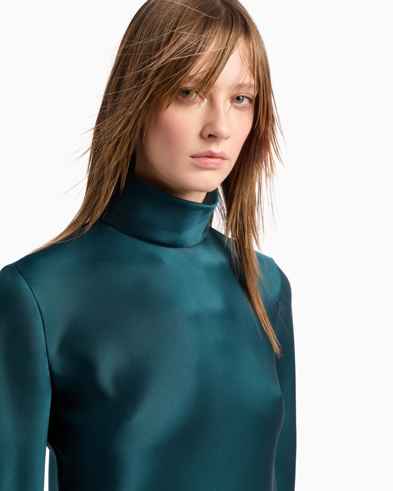 Long-sleeved blouse in silk double satin Slide 5