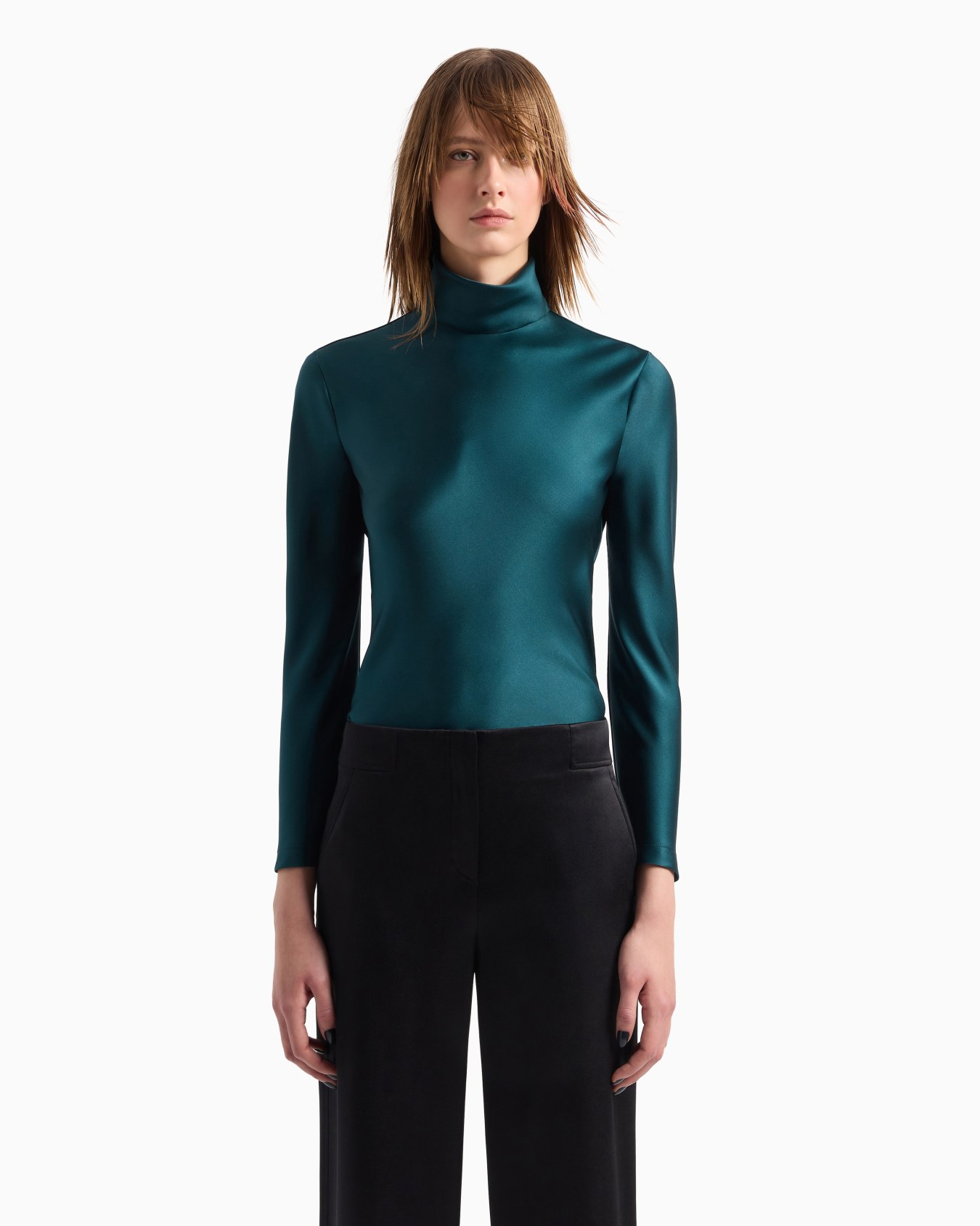 Long-sleeved blouse in silk double satin Slide 2
