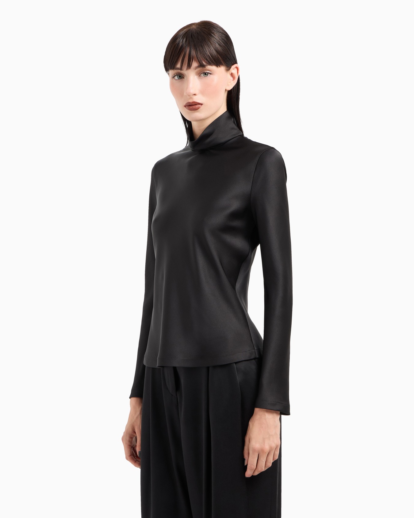 Long-sleeved blouse in silk double satin Slide 1