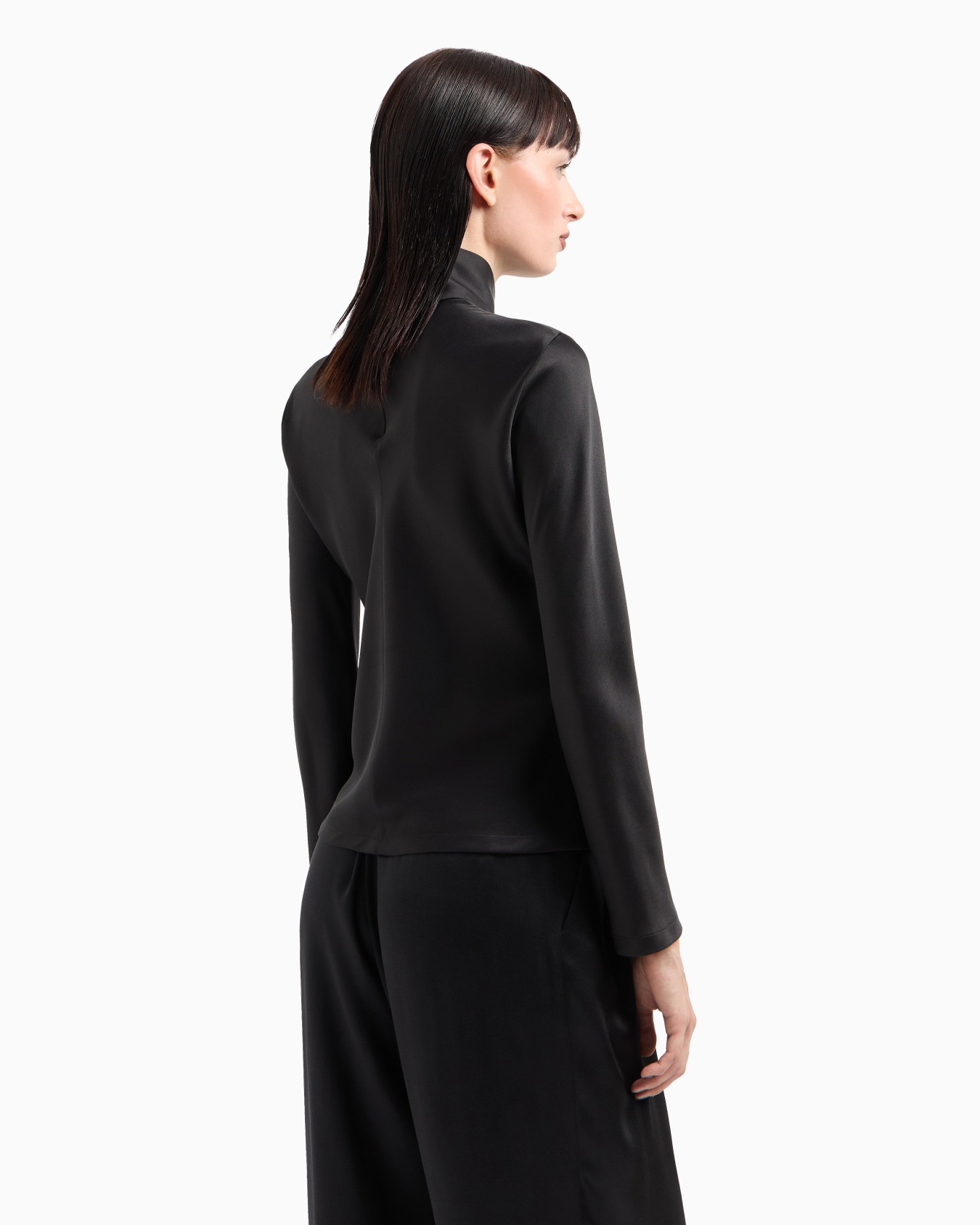 Long-sleeved blouse in silk double satin Slide 2