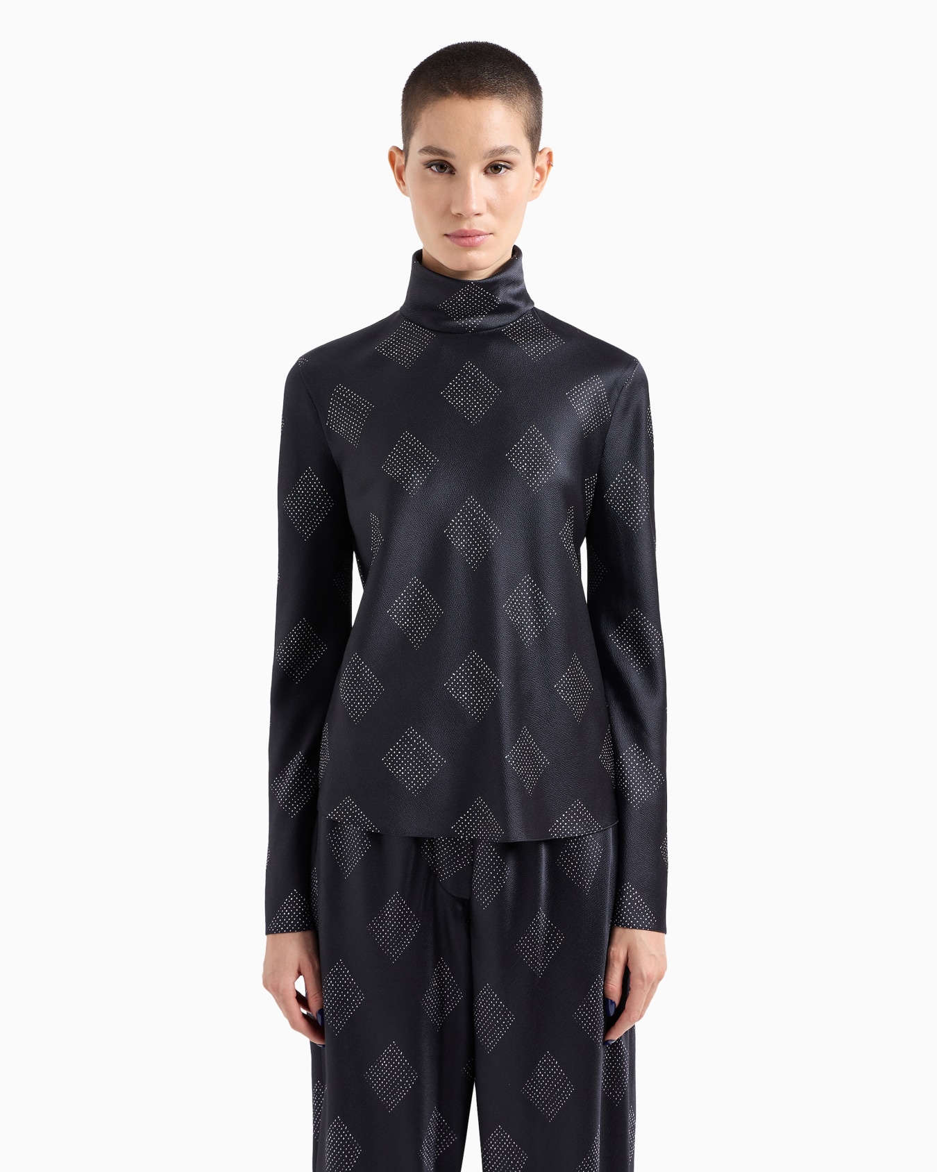 Blouse à manches longues en créponne de soie imprimée Diapositive 2