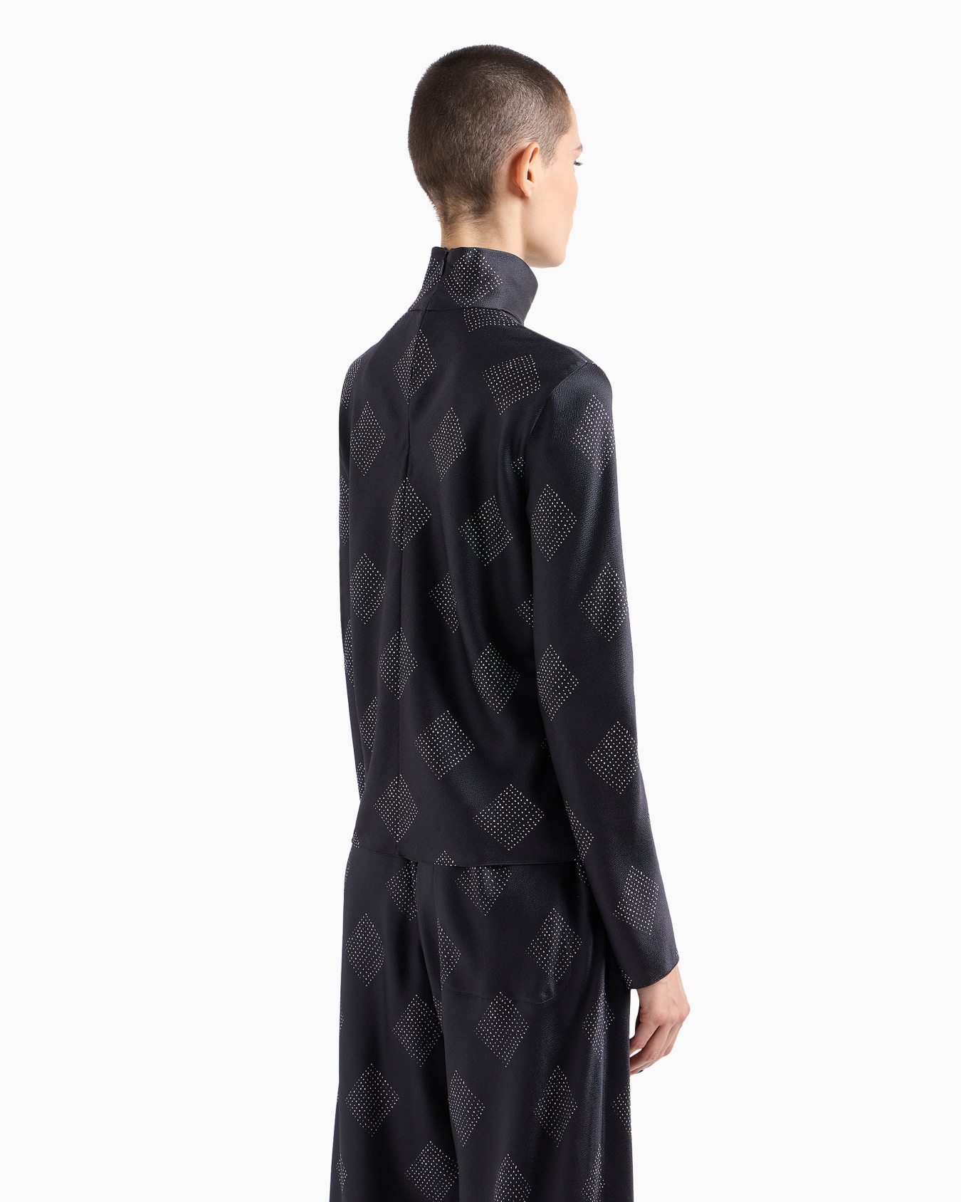 Blouse à manches longues en créponne de soie imprimée Diapositive 3
