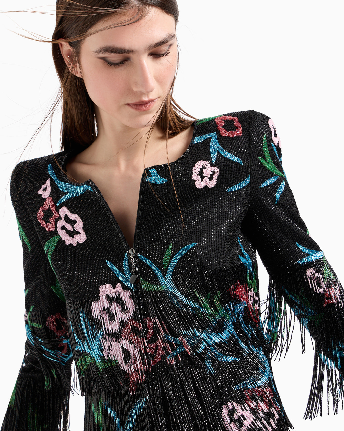 Silk-organza jacket with floral embroidery Slide 5