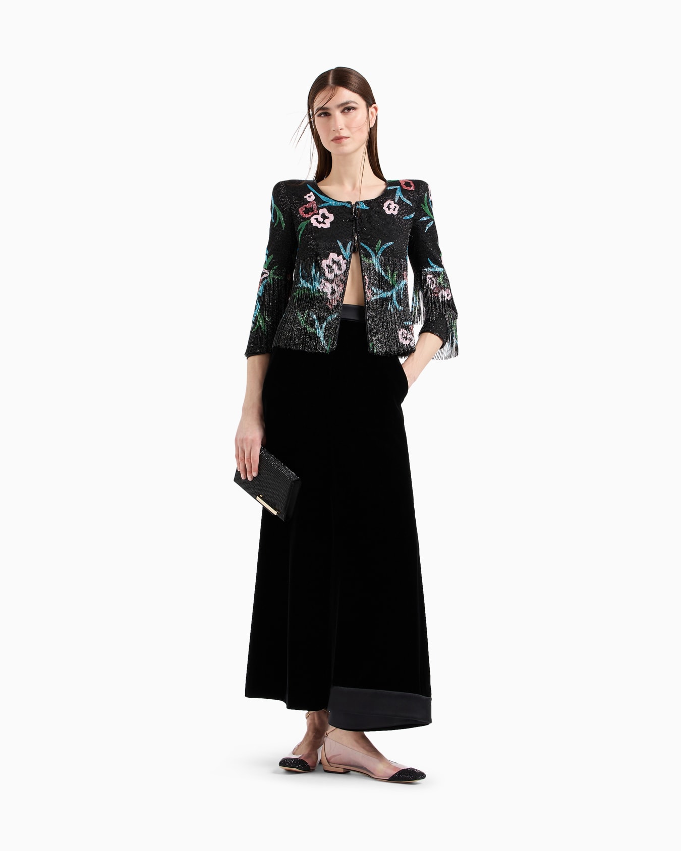 Silk-organza jacket with floral embroidery Slide 1