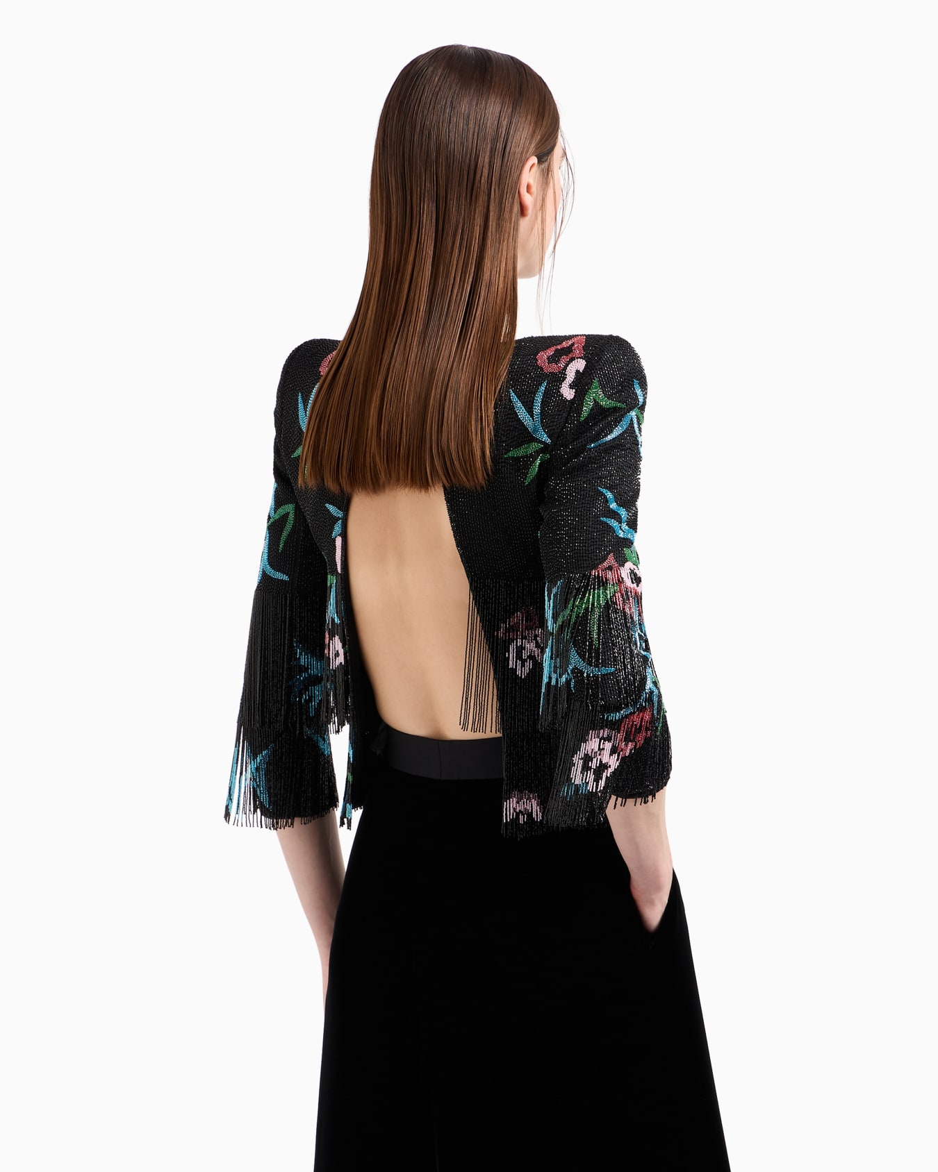 Silk-organza jacket with floral embroidery Slide 2