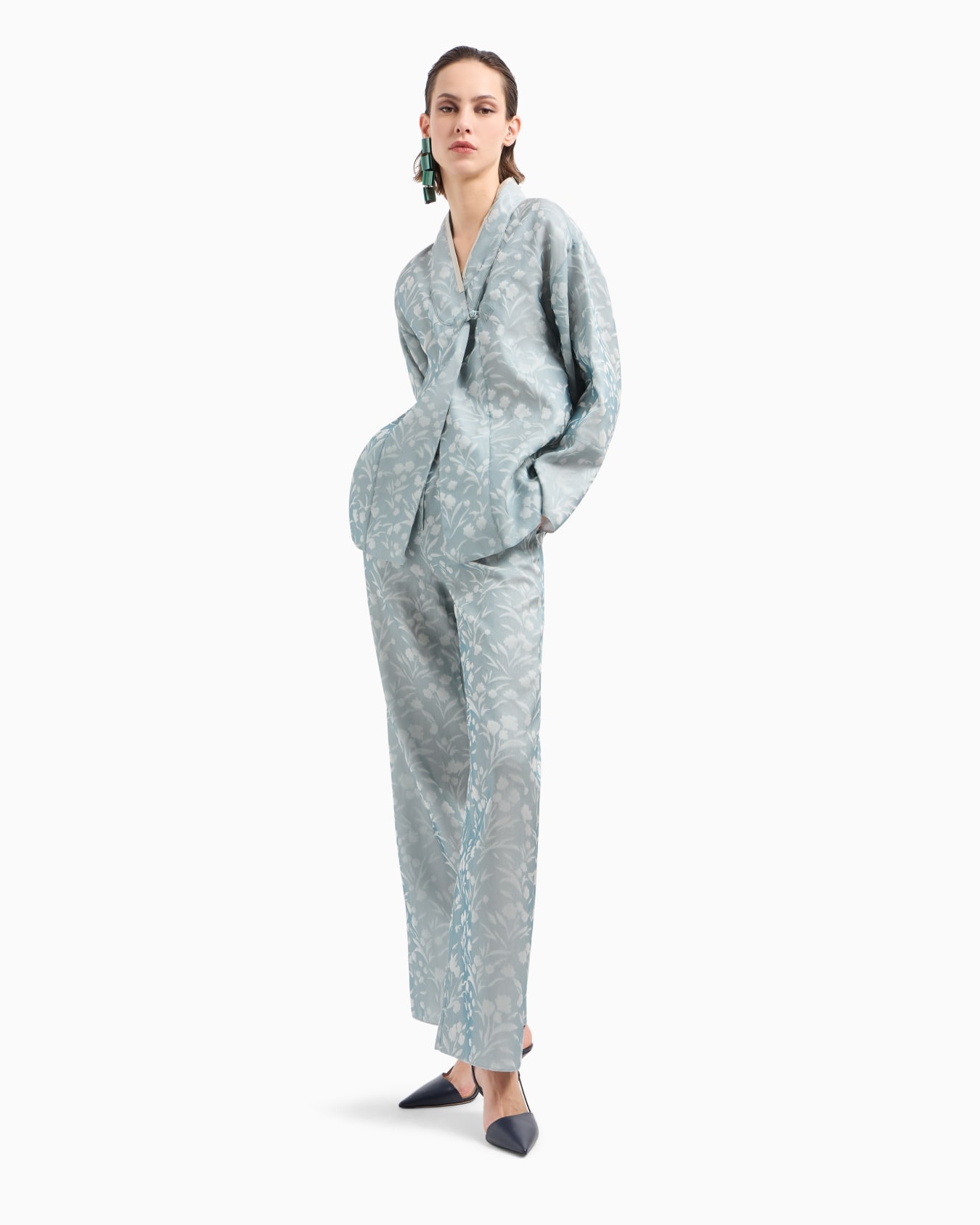 Kurzer Kimono aus Seiden-Jacquard mit Blumenmuster Folie 3