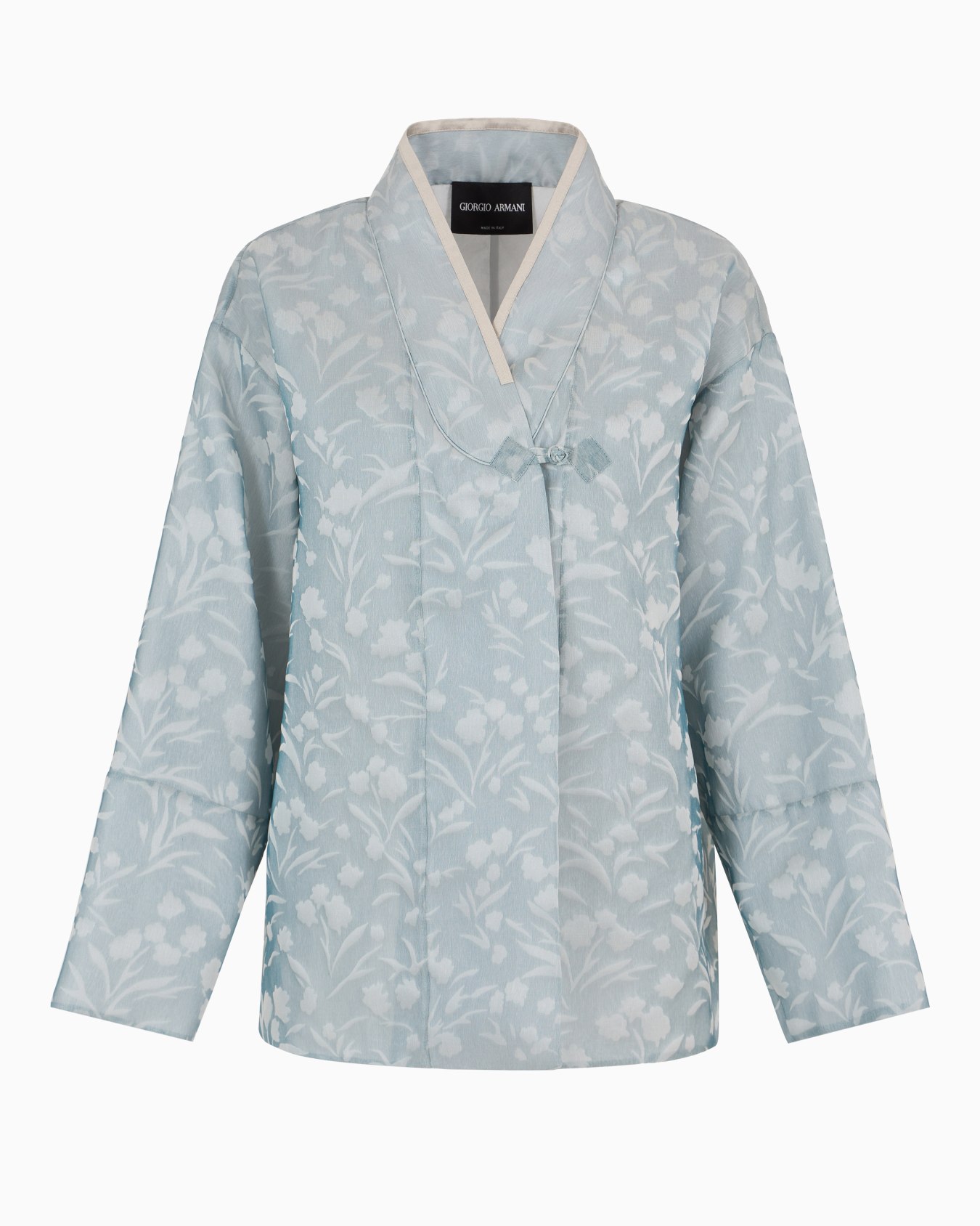 Kurzer Kimono aus Seiden-Jacquard mit Blumenmuster Folie 0